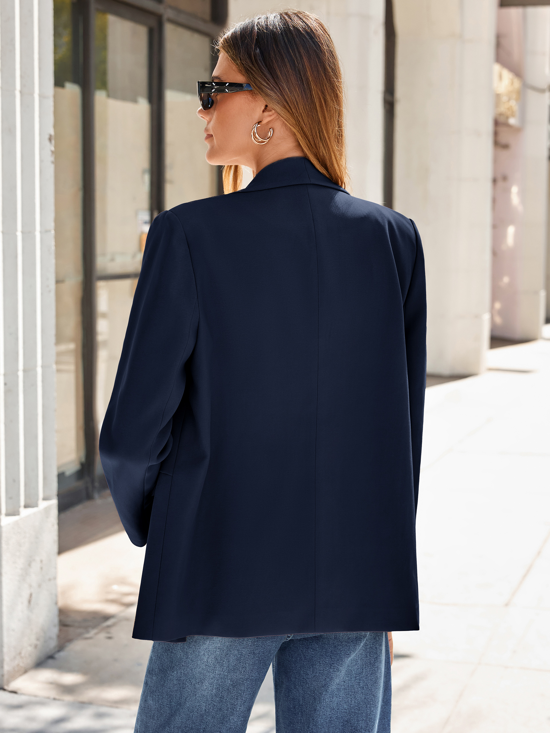 Shawl Lapel Open-Front Business Casual Blazer
