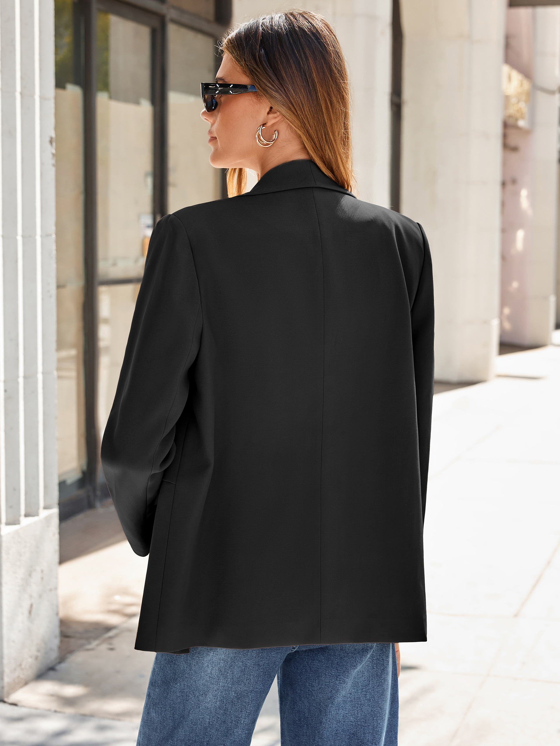 Shawl Lapel Open-Front Business Casual Blazer