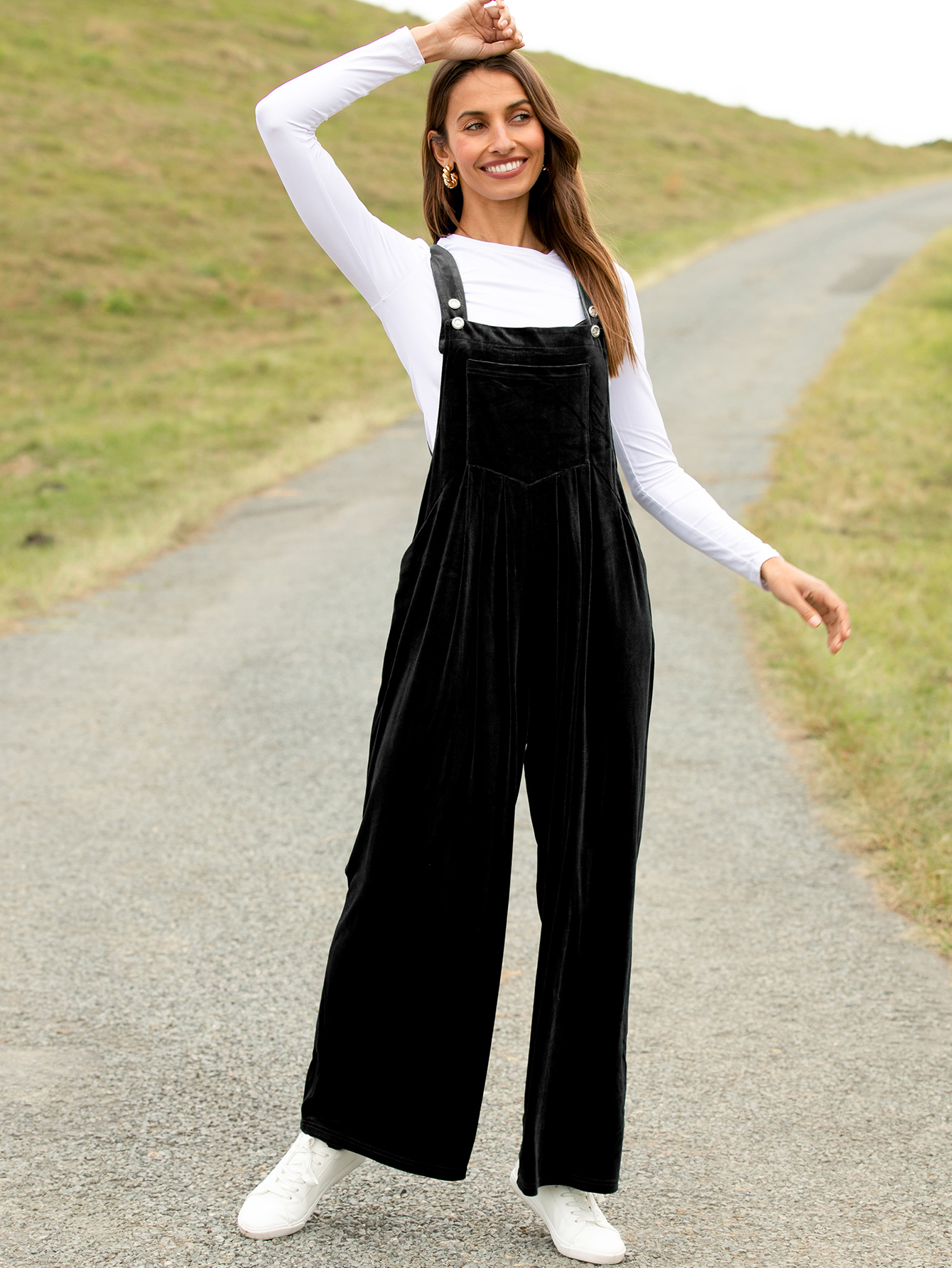 Velvet Sleeveless Square Neck Wide Leg Jumpsuit