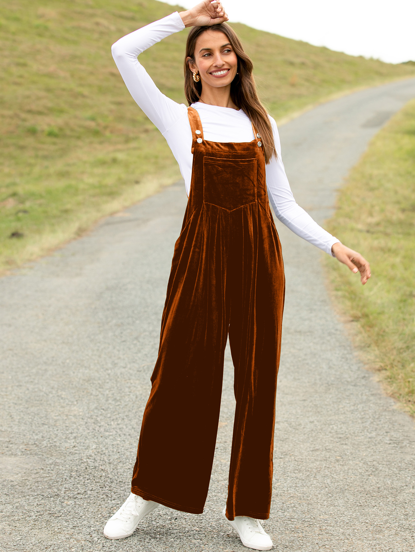 Velvet Sleeveless Square Neck Wide Leg Jumpsuit