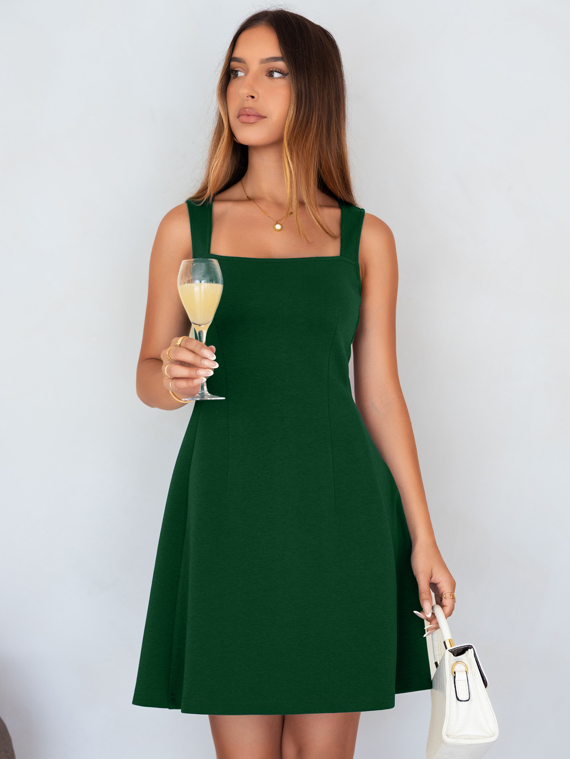 Sleeveless Square Neck A-Line Mini Dress