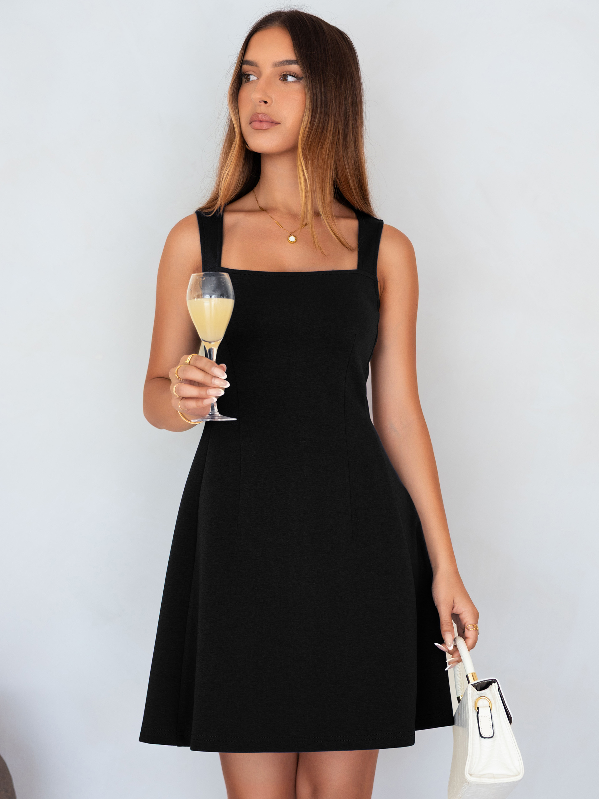 Sleeveless Square Neck A-Line Mini Dress