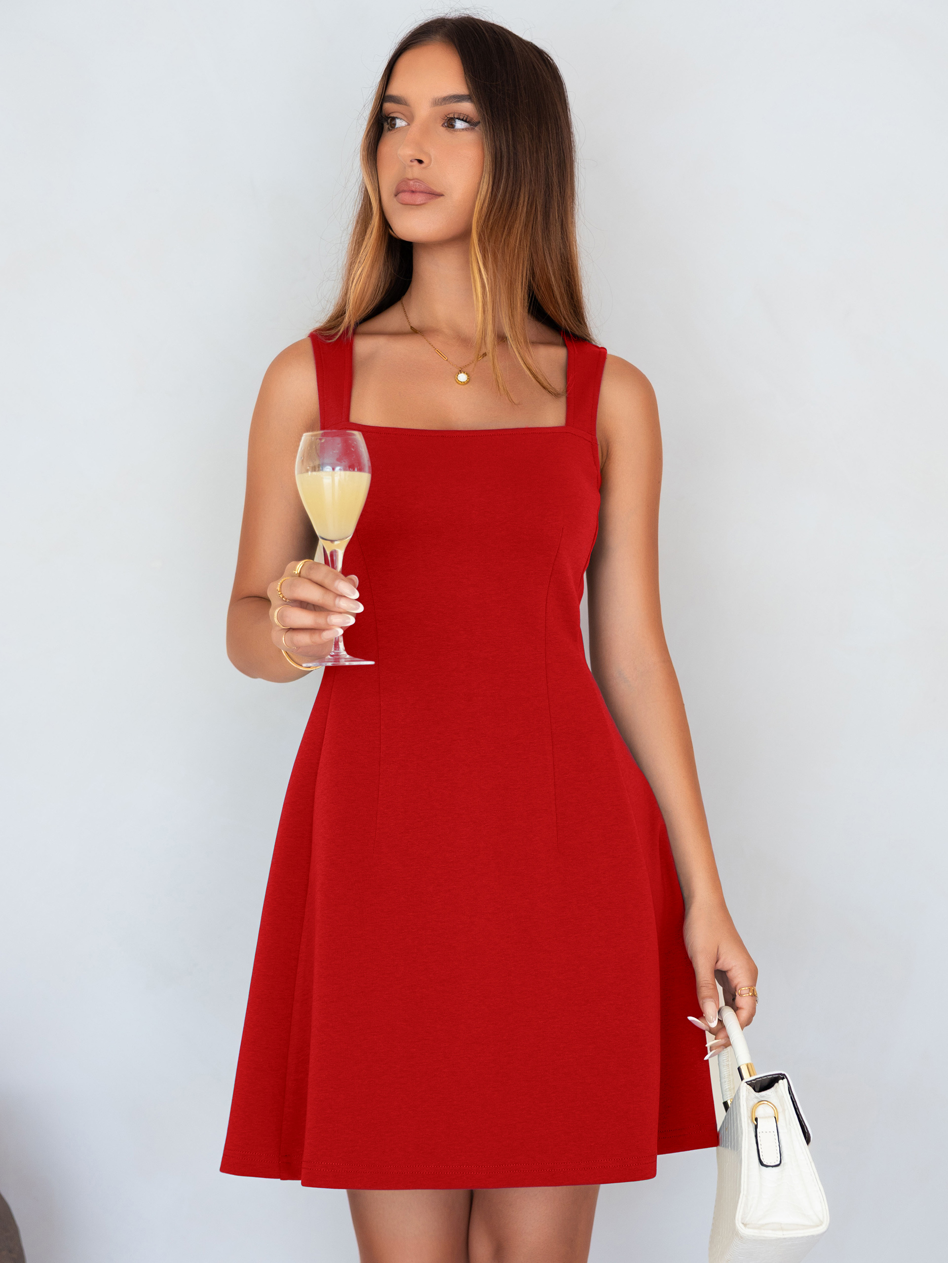 Sleeveless Square Neck A-Line Mini Dress