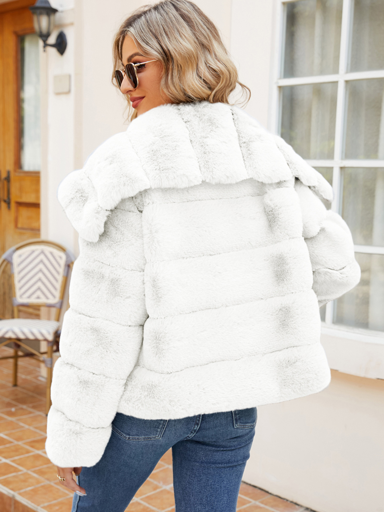 Cropped Faux Fur Winter Coat Jacket