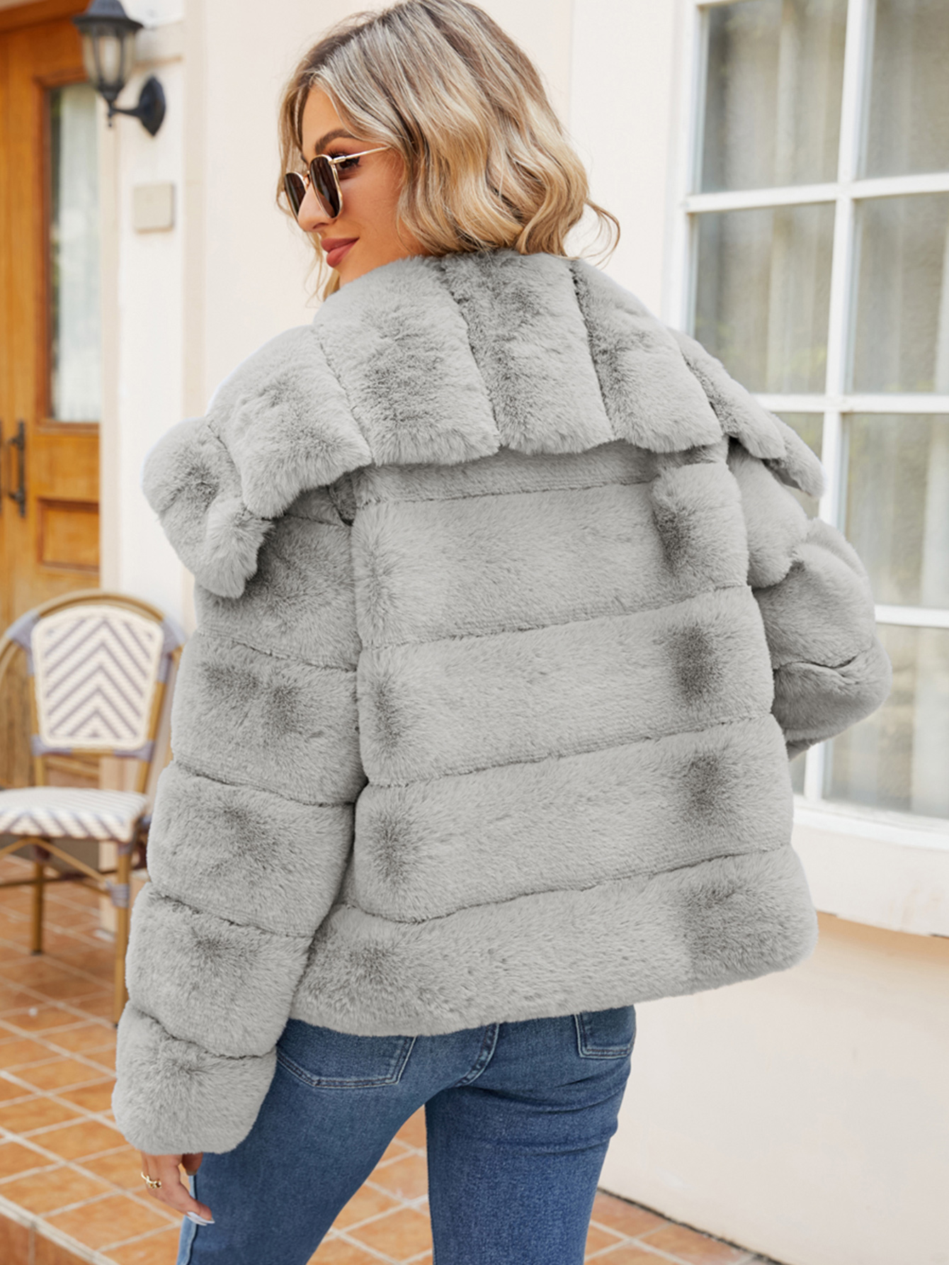 Cropped Faux Fur Winter Coat Jacket