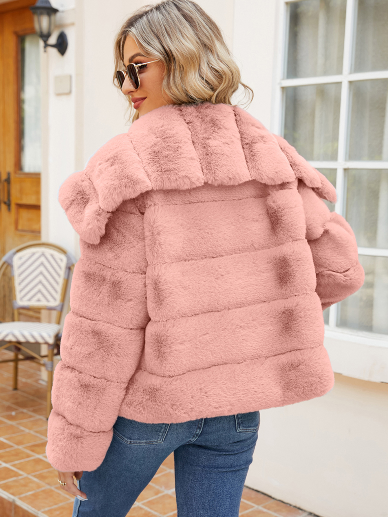 Cropped Faux Fur Winter Coat Jacket