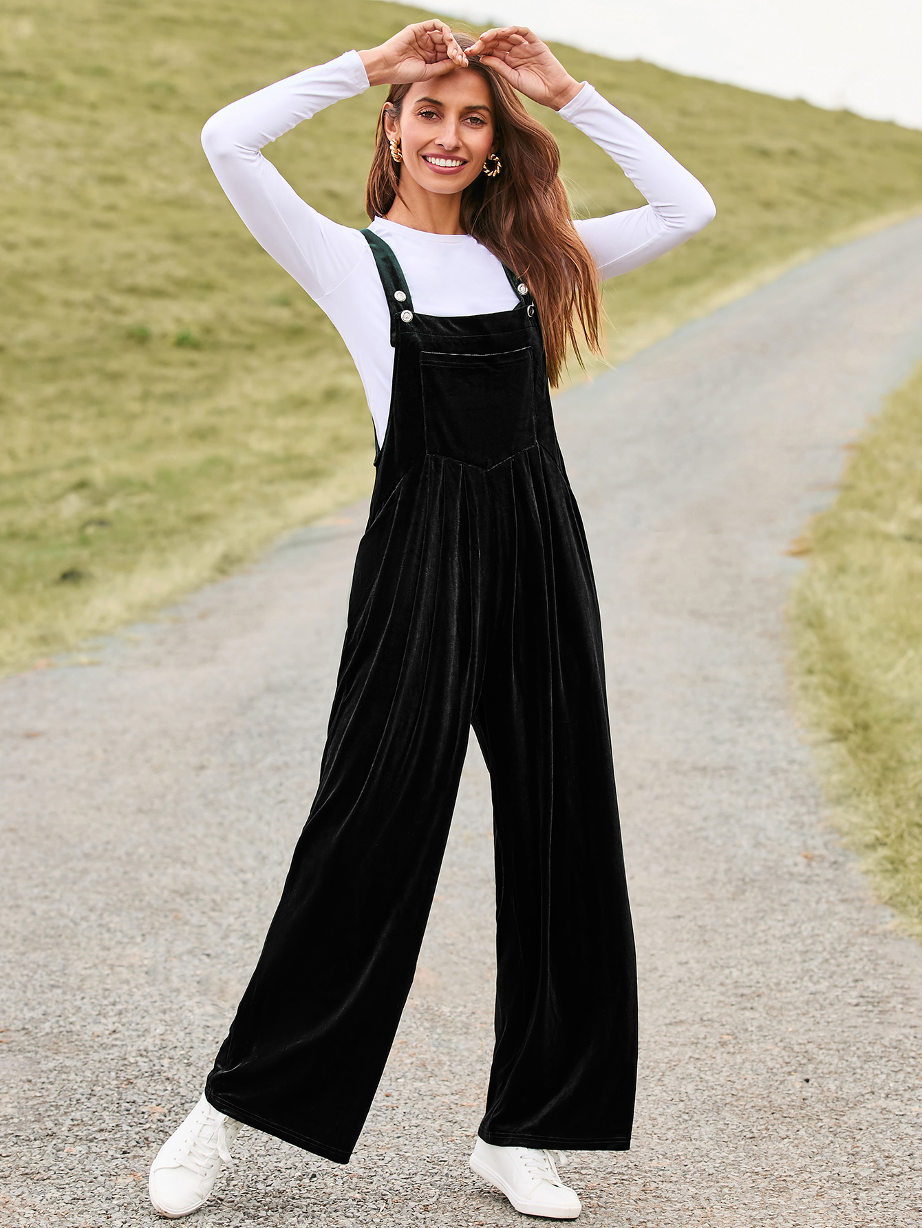 Velvet Sleeveless Square Neck Wide Leg Jumpsuit