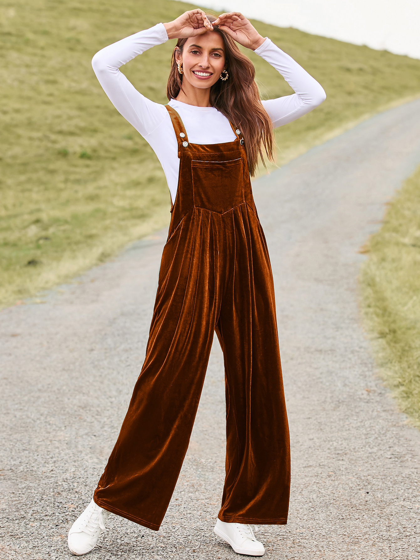 Velvet Sleeveless Square Neck Wide Leg Jumpsuit