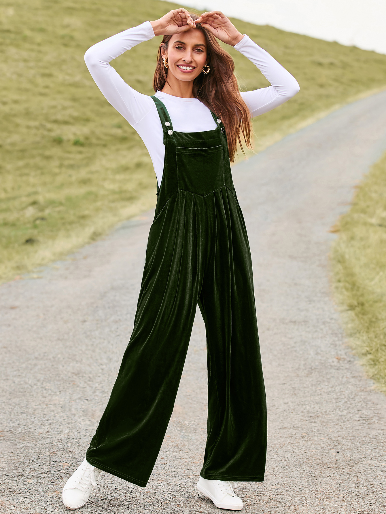Velvet Sleeveless Square Neck Wide Leg Jumpsuit