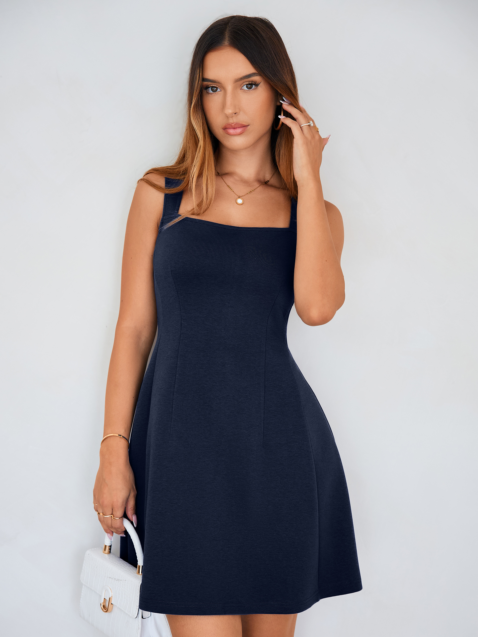 Sleeveless Square Neck A-Line Mini Dress