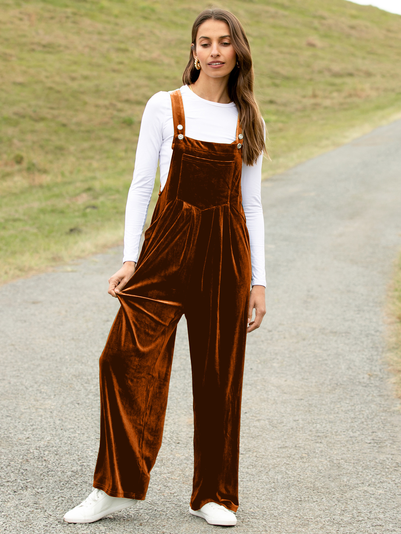 Velvet Sleeveless Square Neck Wide Leg Jumpsuit