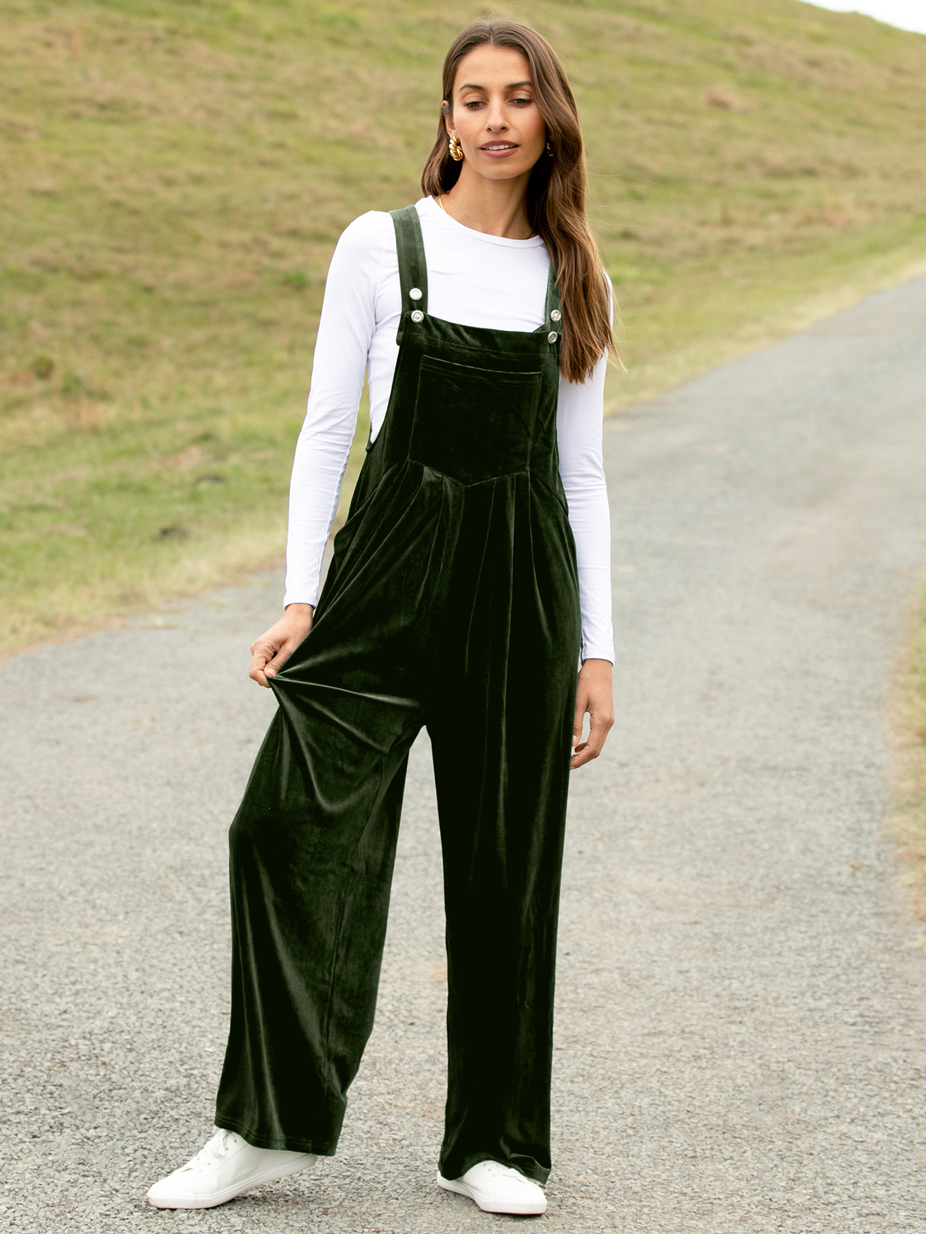 Velvet Sleeveless Square Neck Wide Leg Jumpsuit