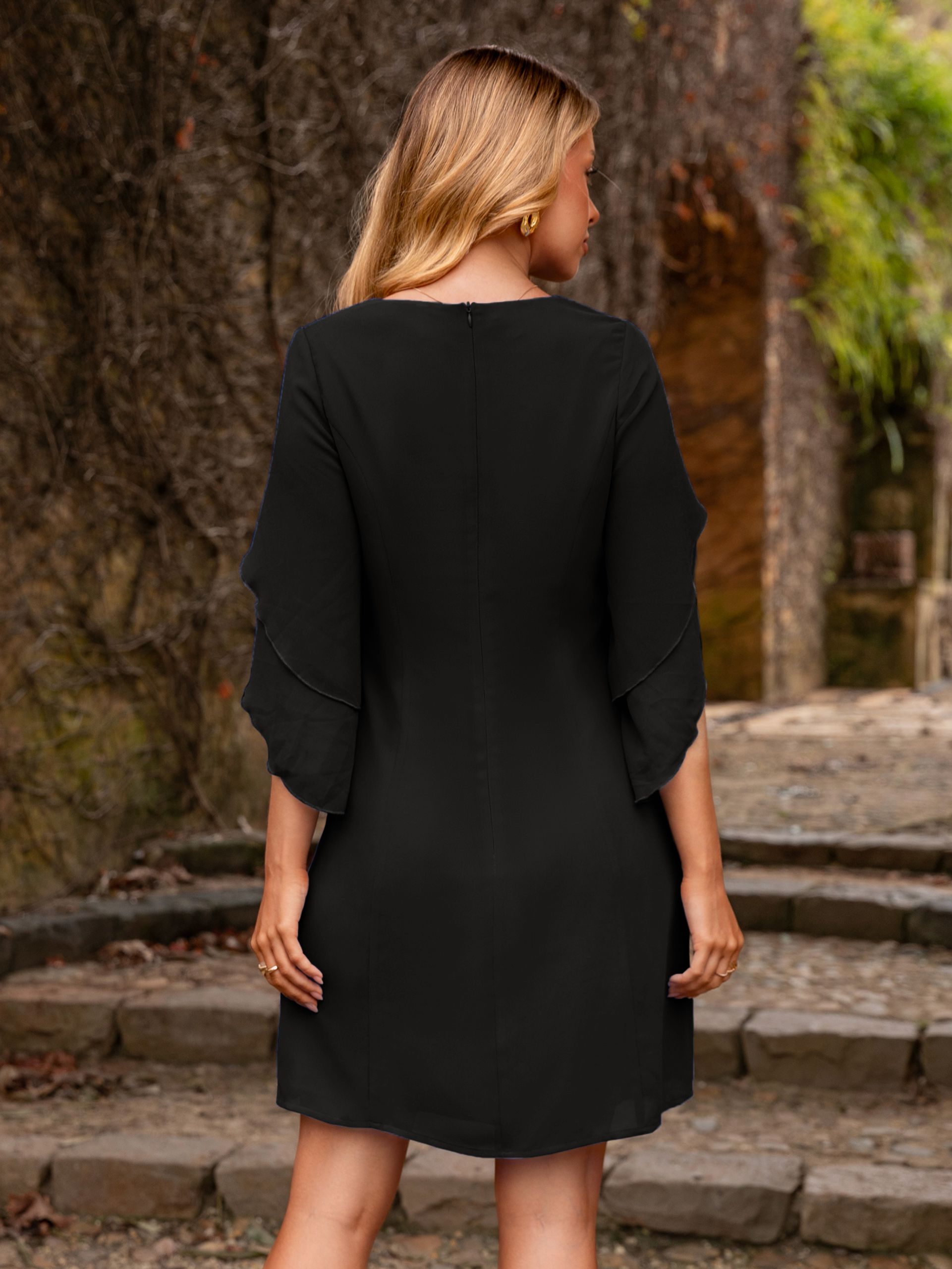 Fultter Sleeve Chiffon Cocktail Dress for Weddings