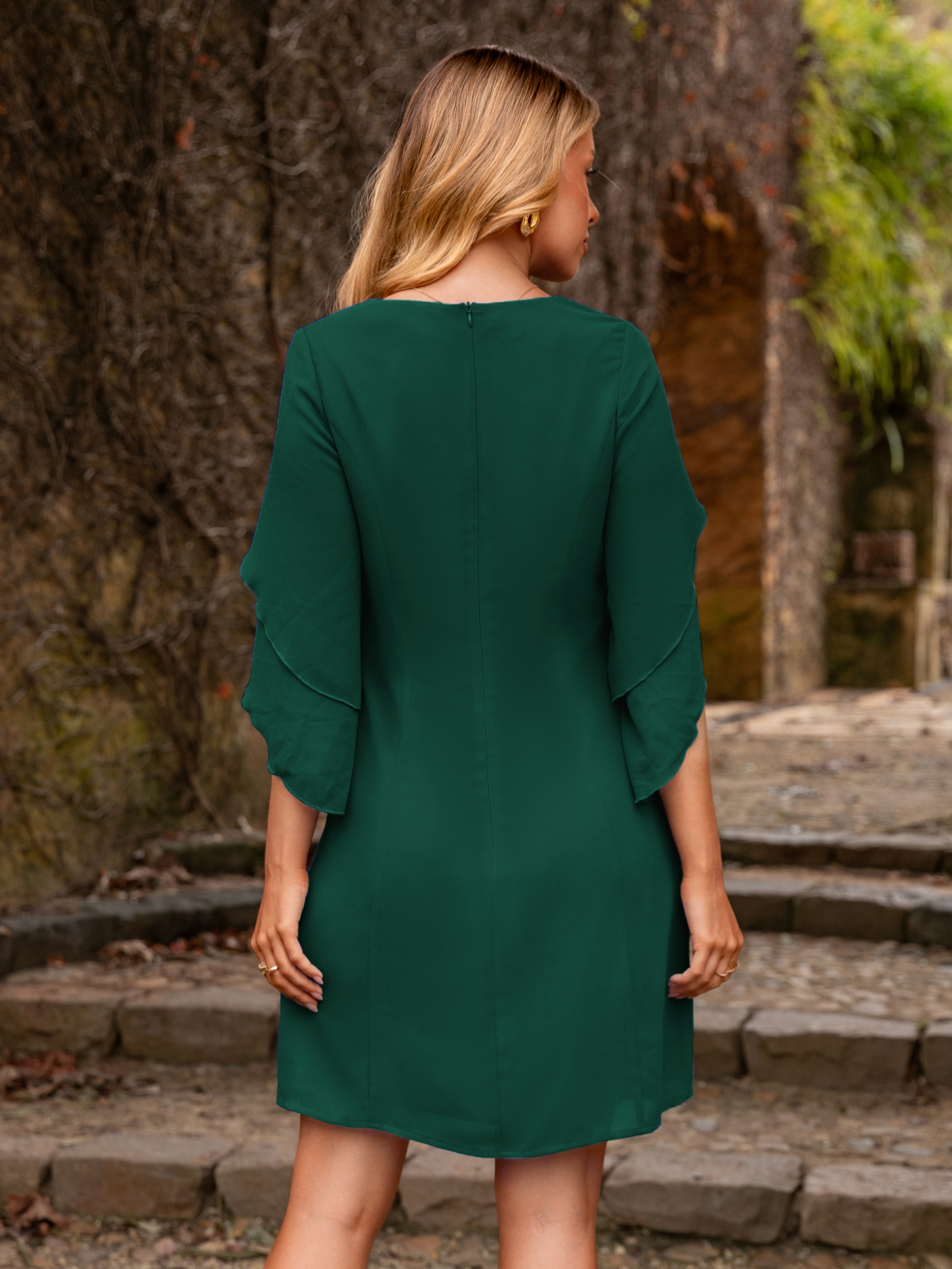 Fultter Sleeve Chiffon Cocktail Dress for Weddings