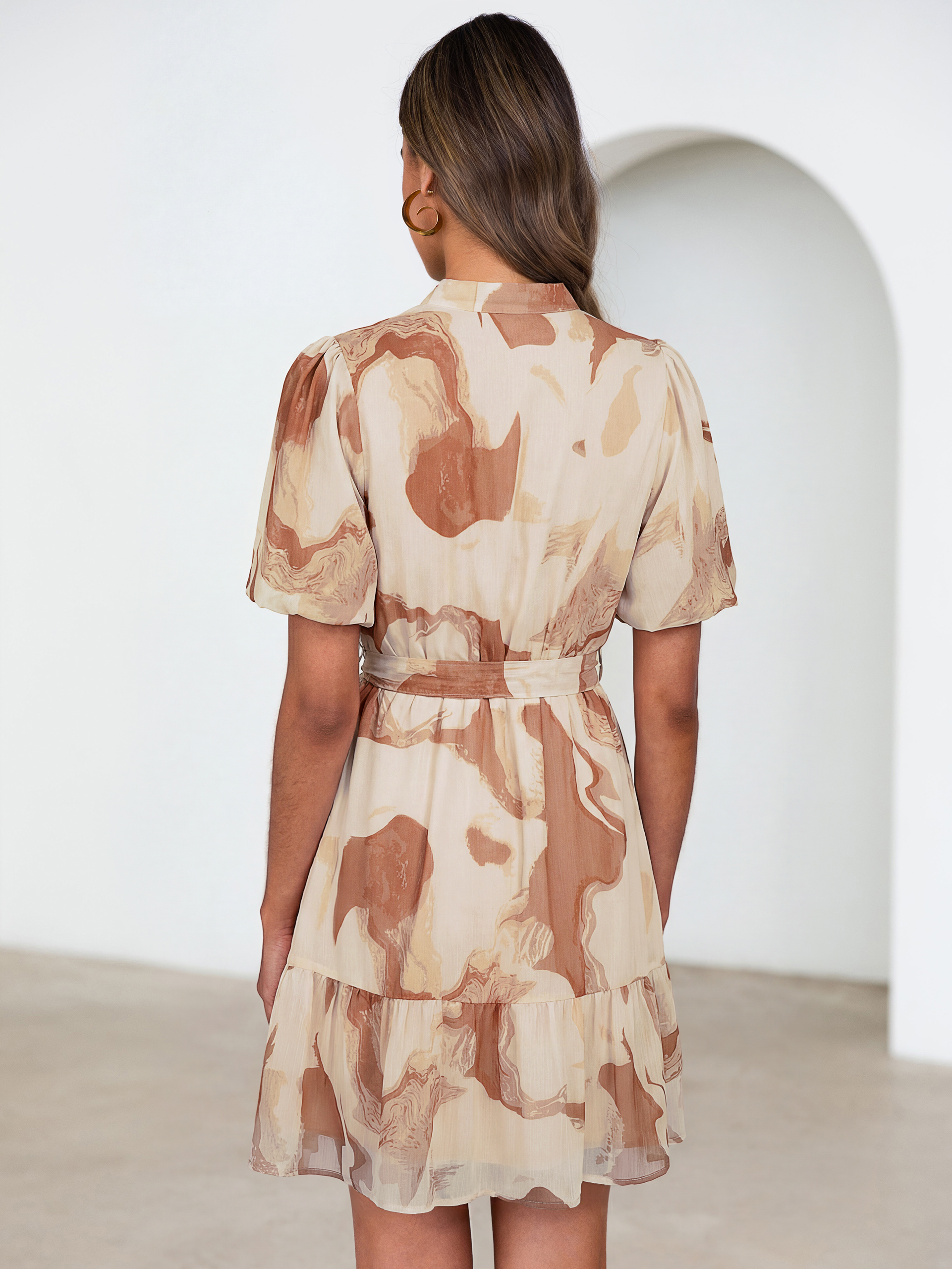 Floral Button Down Tie Waist A-Line Mini Dress