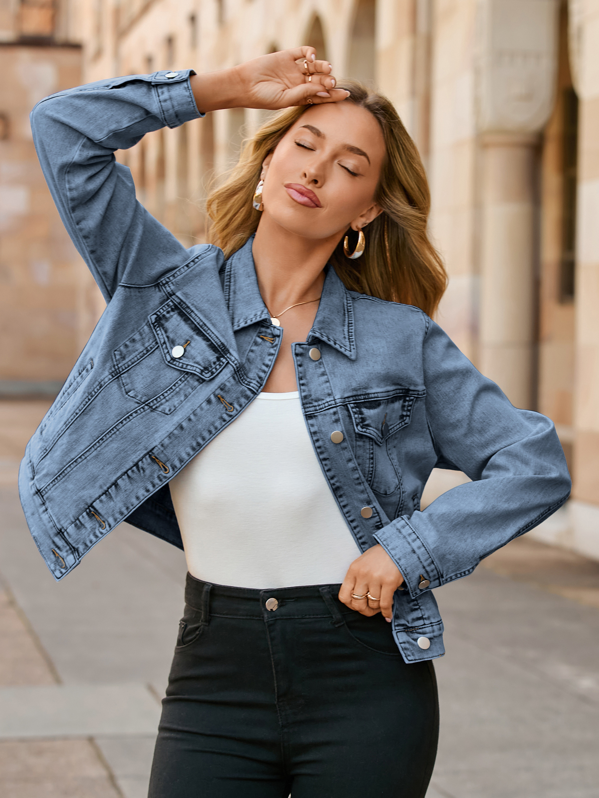 Classic Fitted Button Down Denim Jacket