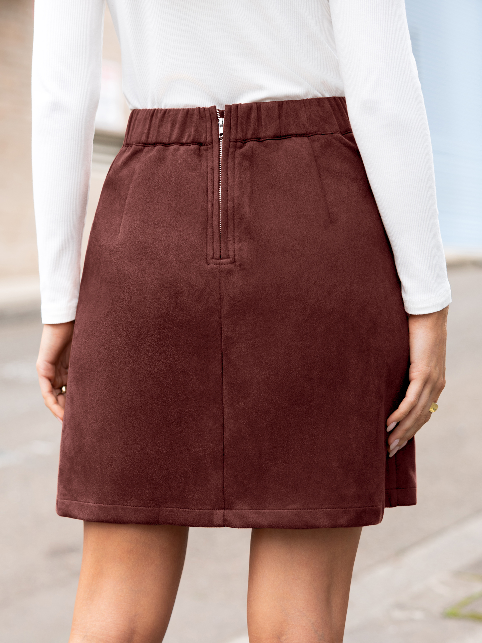 Faux Suede High Waisted A-Line Mini Skirt