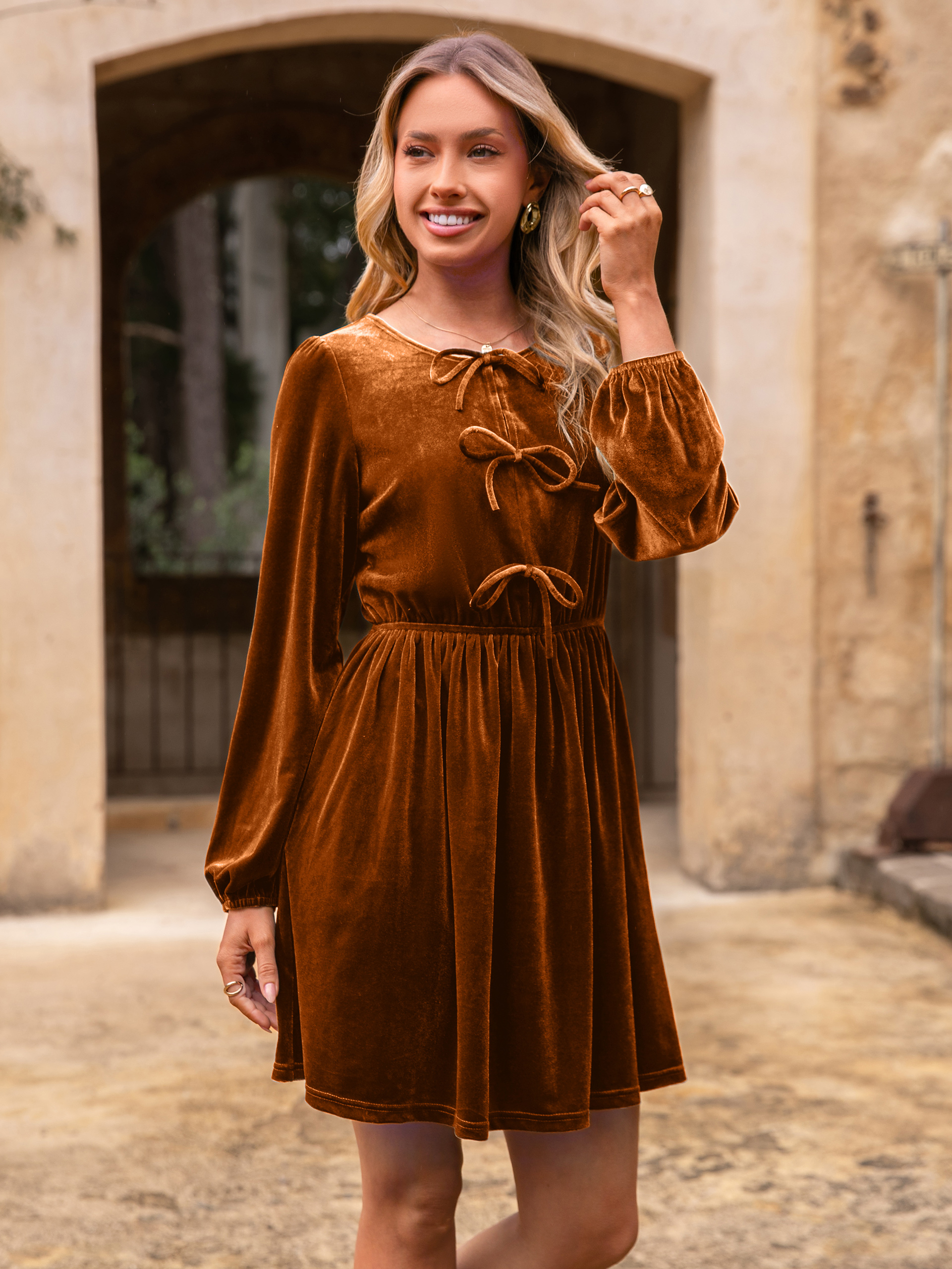 Velvet Babydoll A Line Cocktail Dress