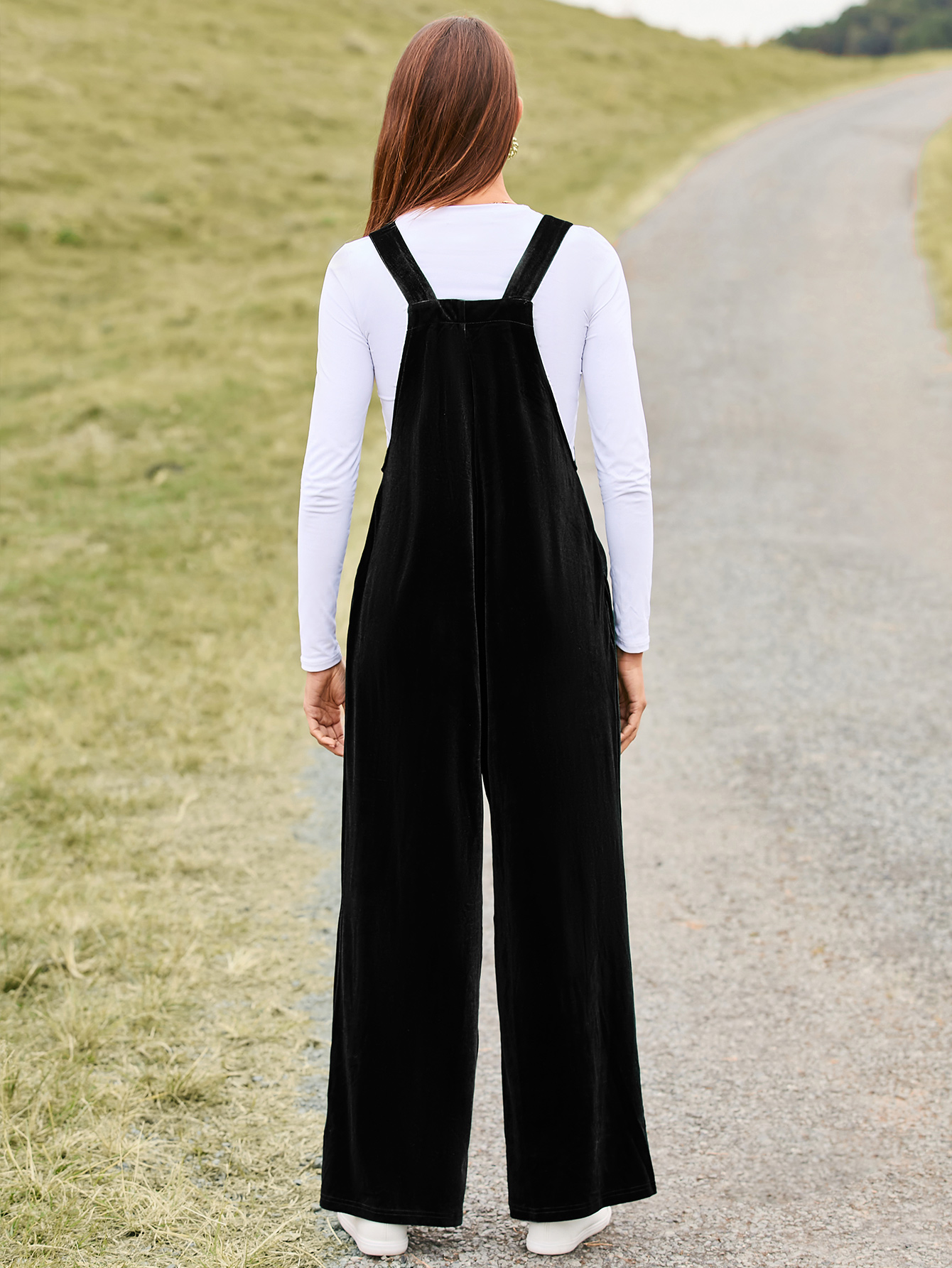 Velvet Sleeveless Square Neck Wide Leg Jumpsuit