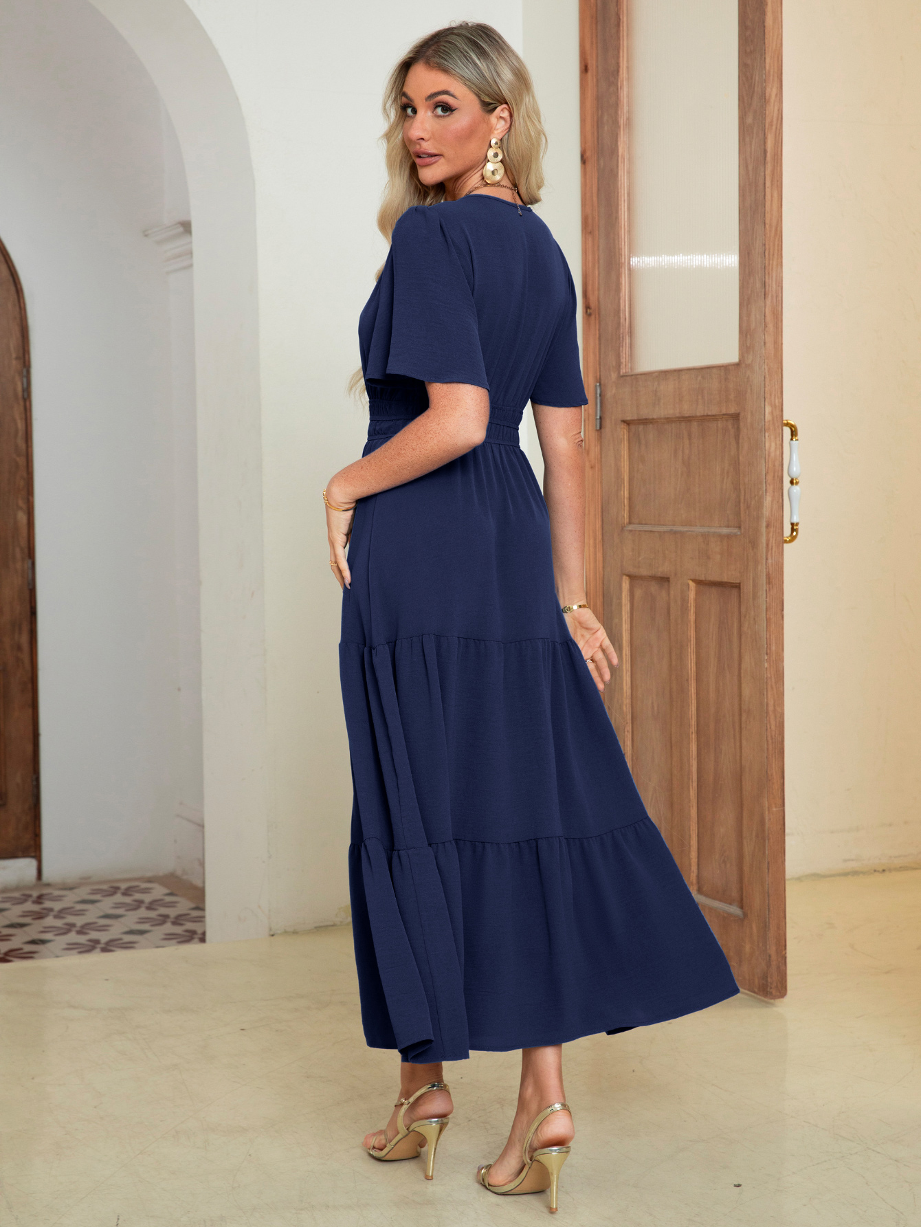 Somerset Flutter Sleeve Tiered Ruffle Maxi Dress