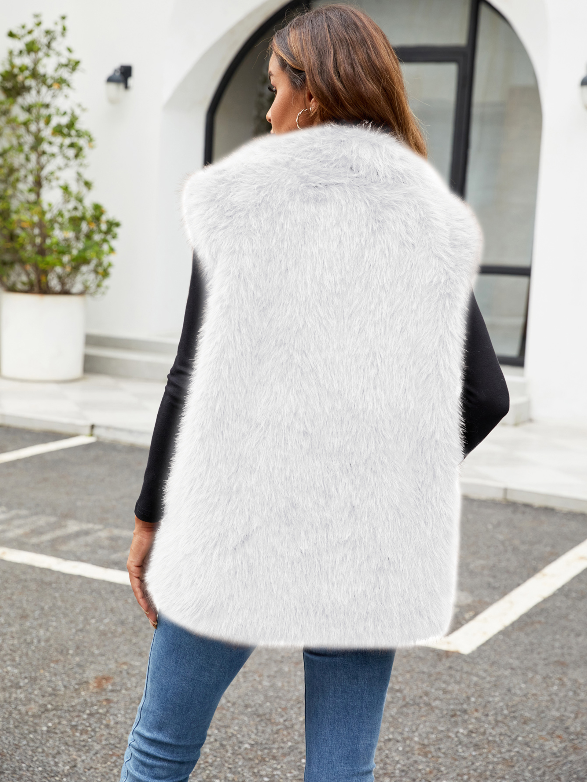 Festive Faux Fur Vest with Chic Hidden Closure