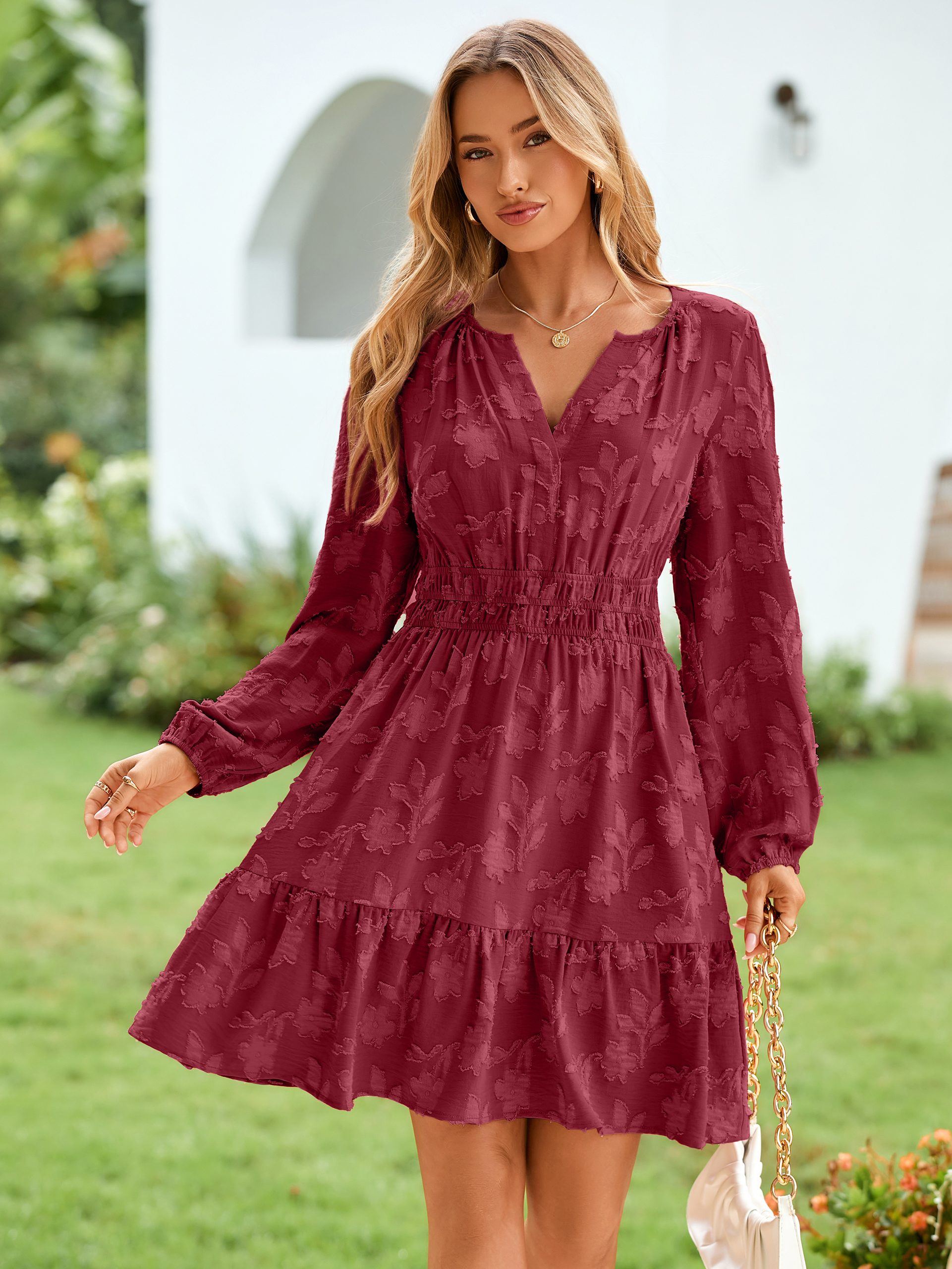 Floral Burnout Babydoll A Line Party Mini Dress