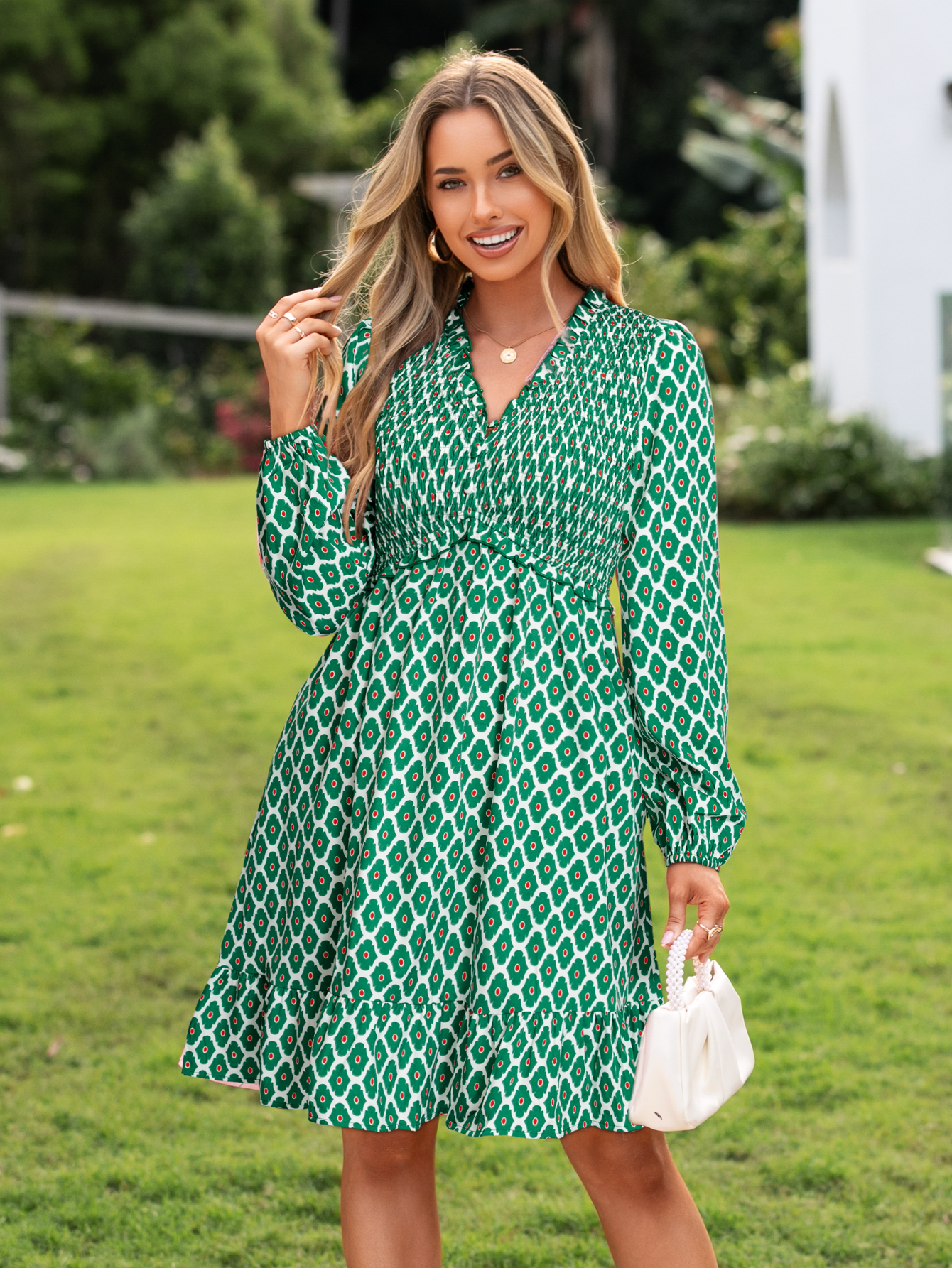 Floral Ruffle Empire Waist Babydoll Mini Dress