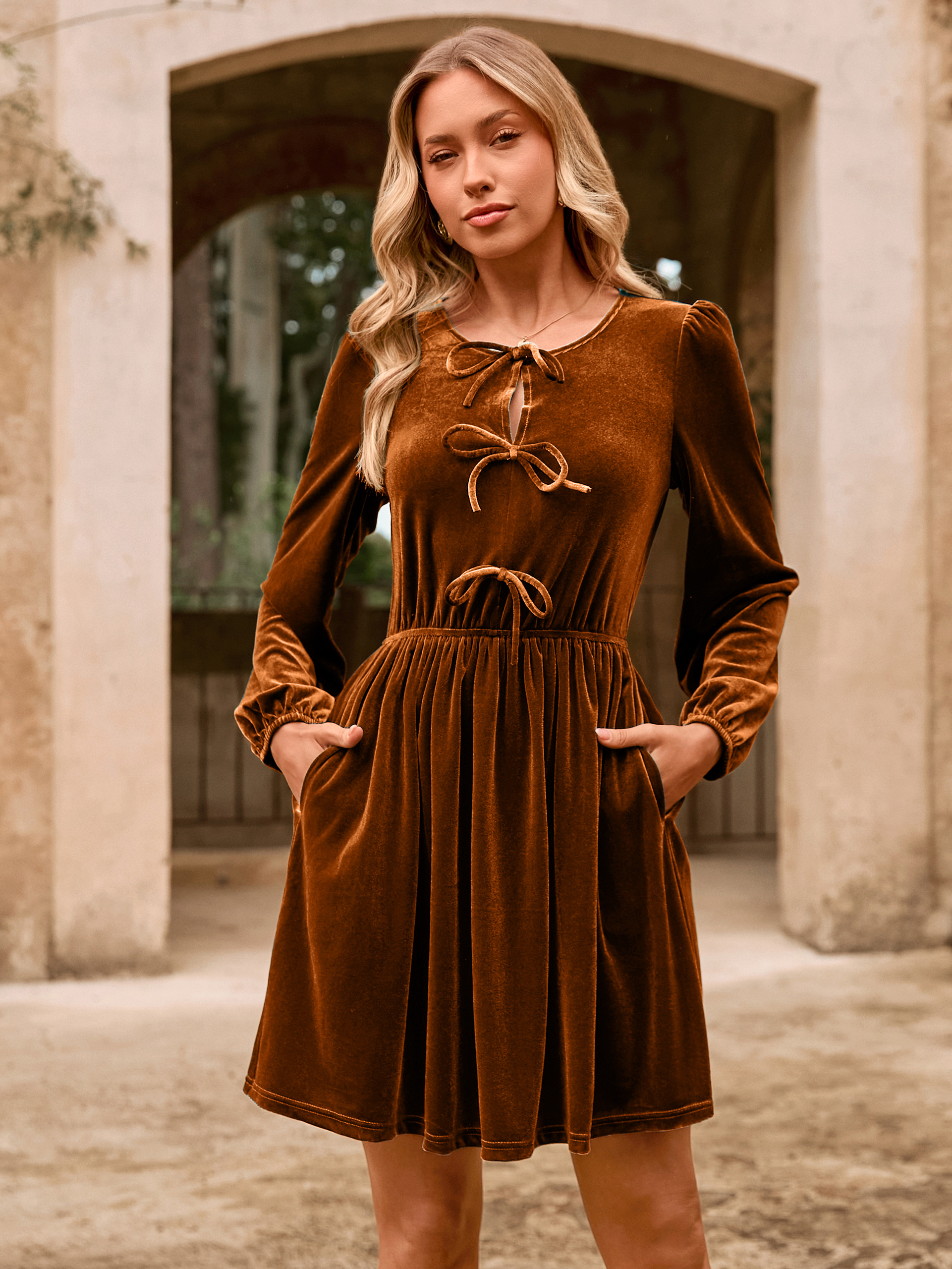 Velvet Babydoll A Line Cocktail Dress