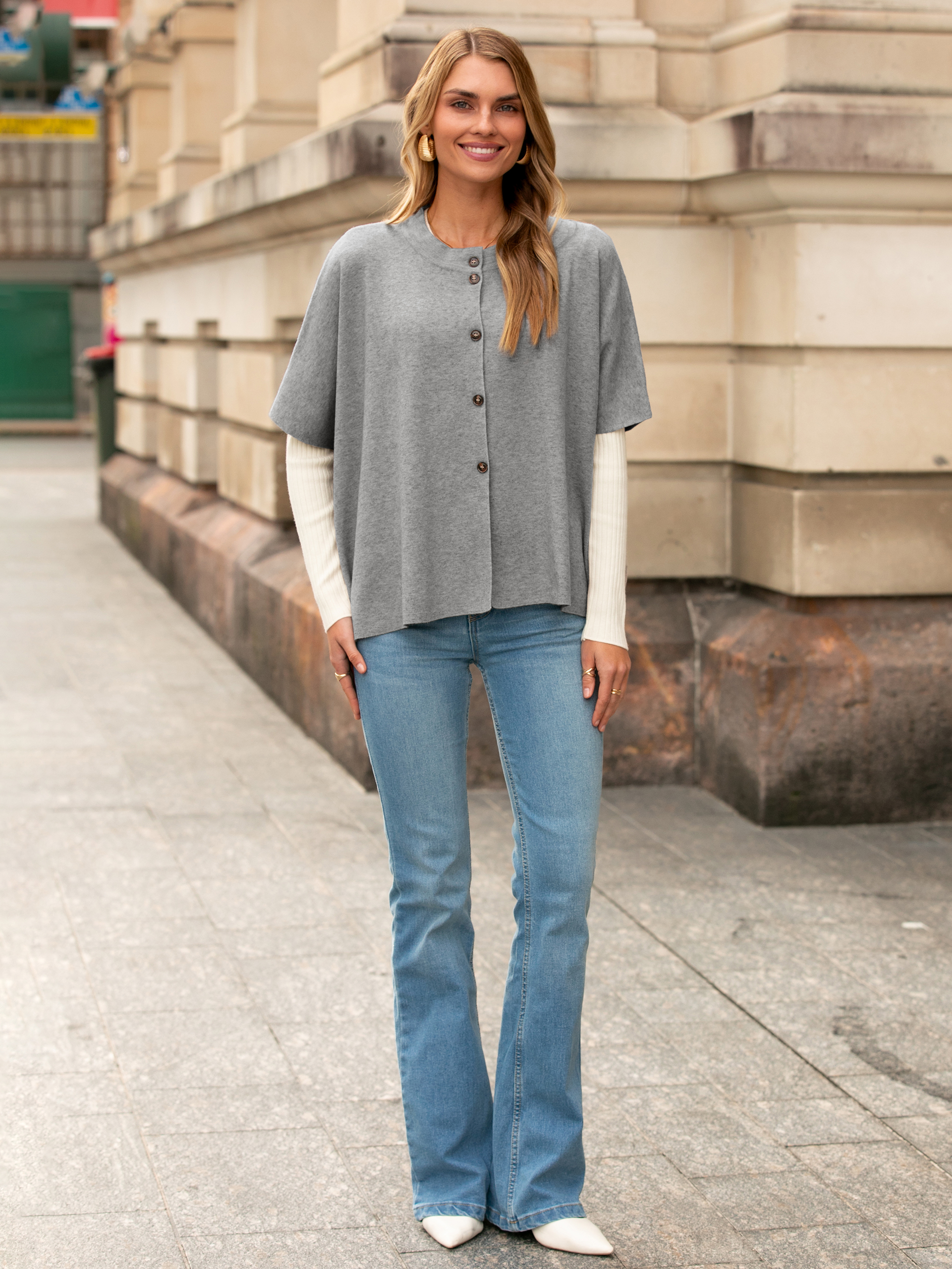 Oversized Batwing Sleeves Knit Cardigan Sweater