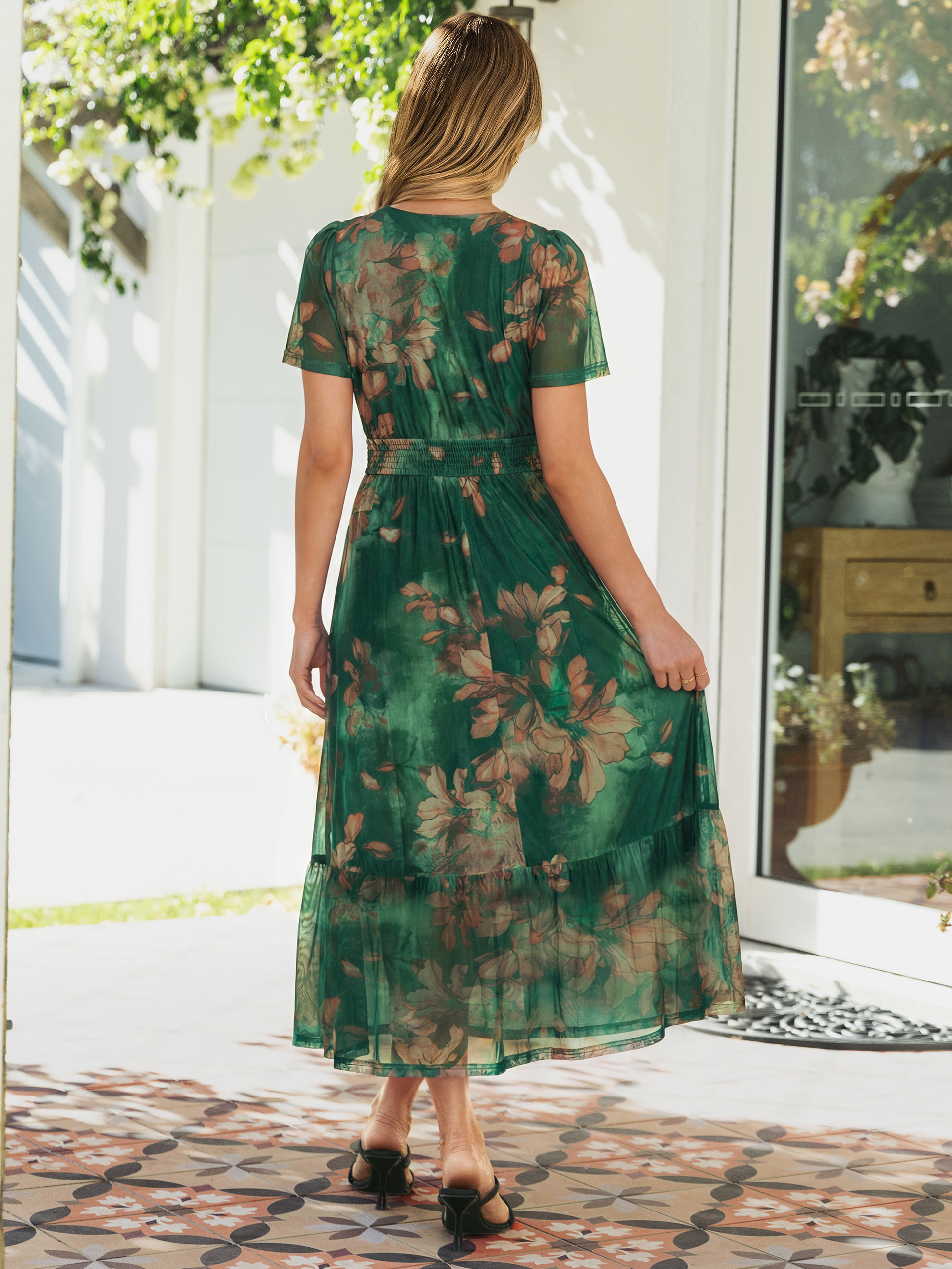 Floral V-Neck Wedding Guest Maxi Dress