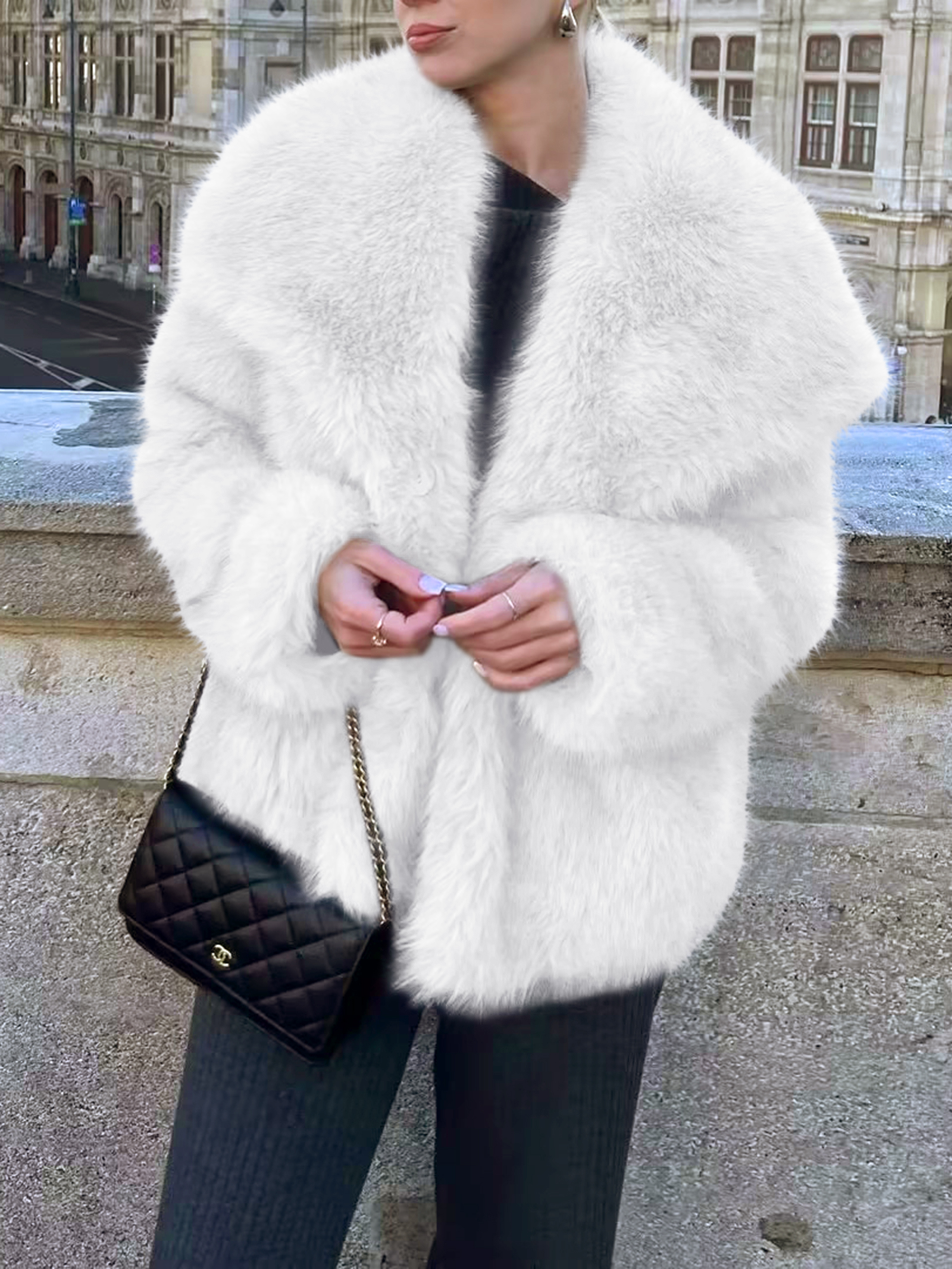 Luxurious Faux Fur Short Coat with Shawl Collar