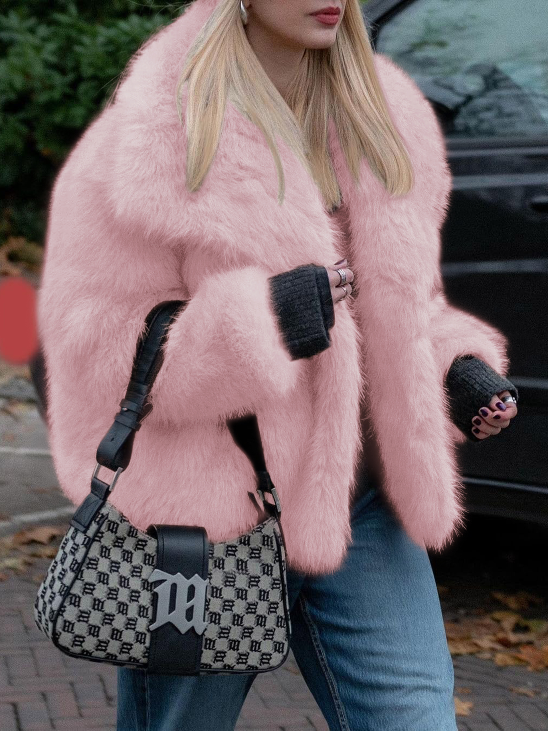 Luxurious Faux Fur Short Coat with Shawl Collar