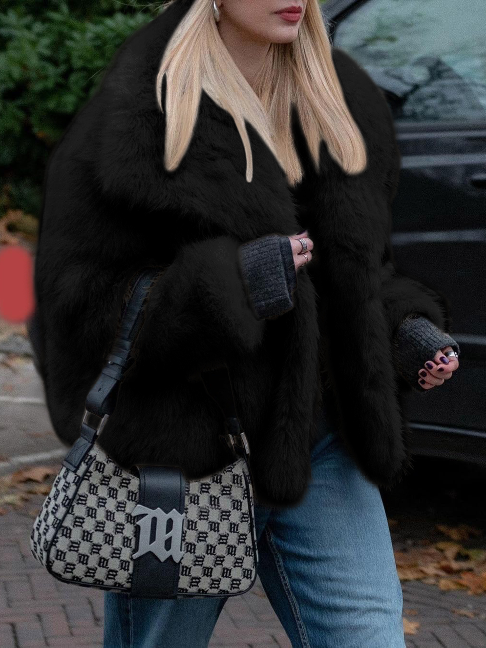 Luxurious Faux Fur Short Coat with Shawl Collar