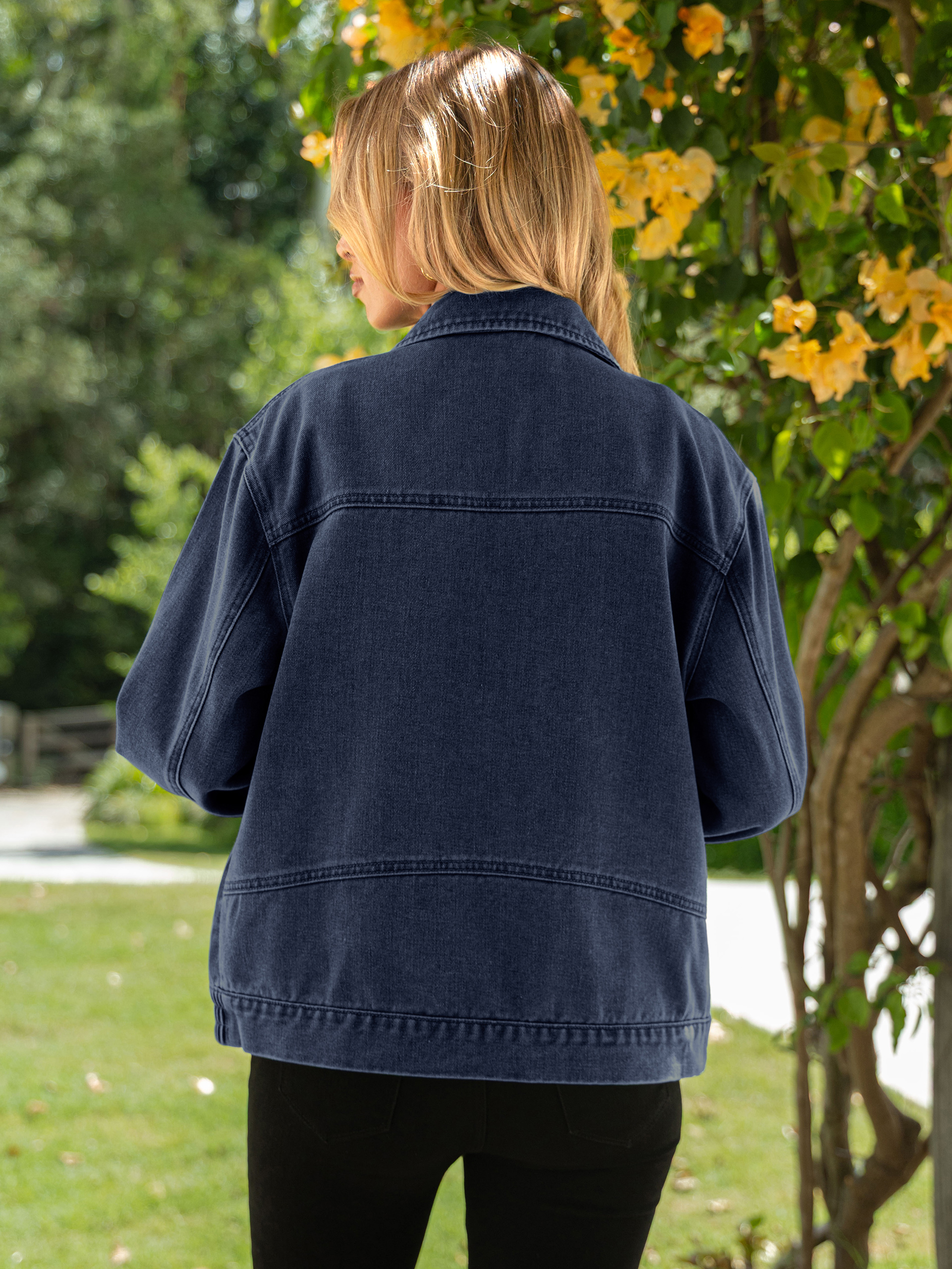 Oversized Full Zip Up Denim Jacket