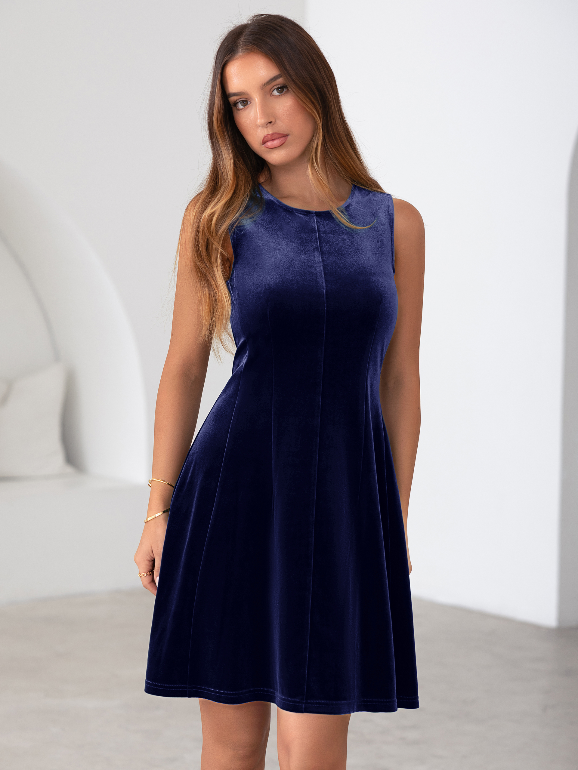 Sleeveless Velvet A Line Cocktail Mini Dress