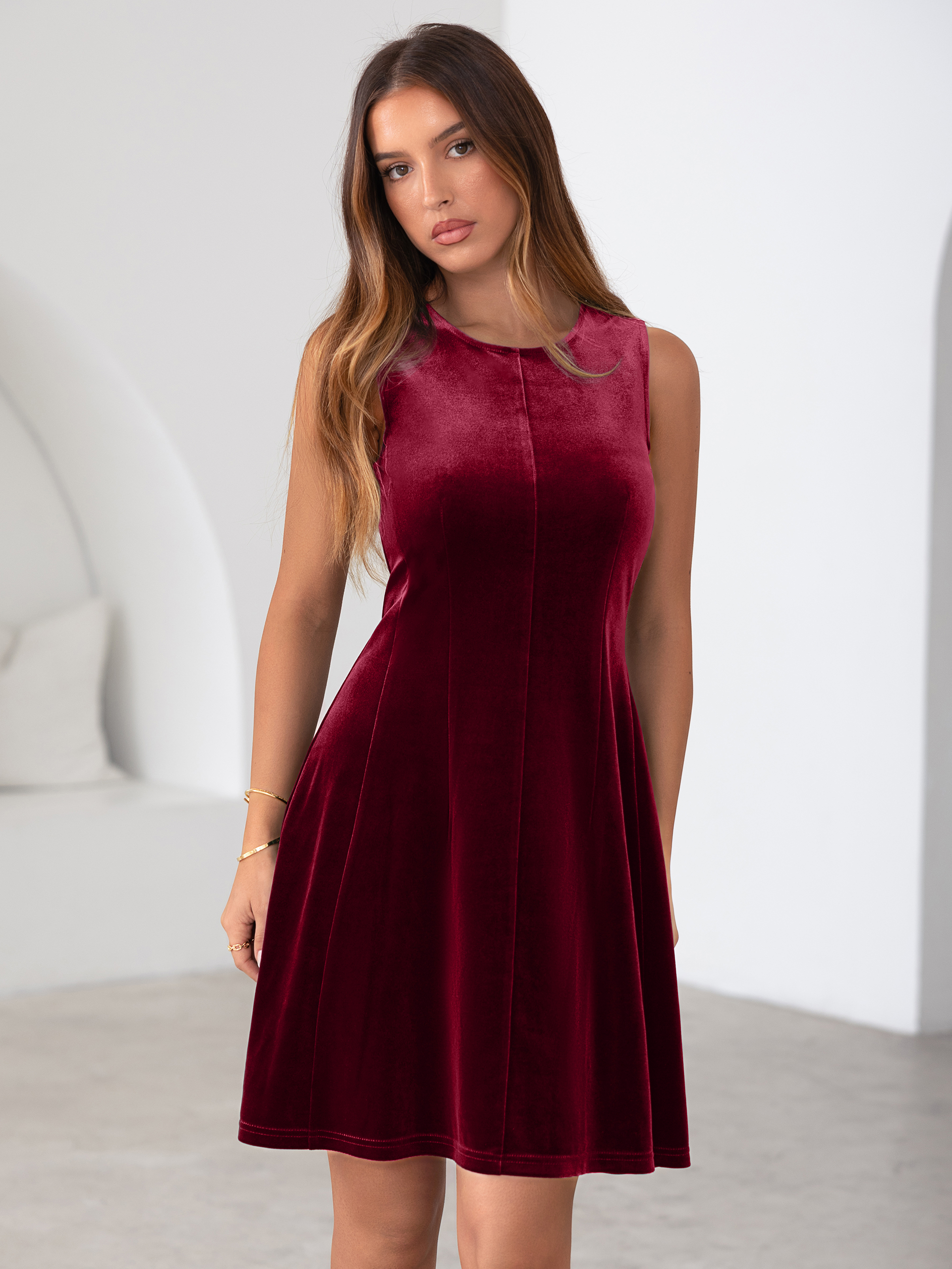 Sleeveless Velvet A Line Cocktail Mini Dress