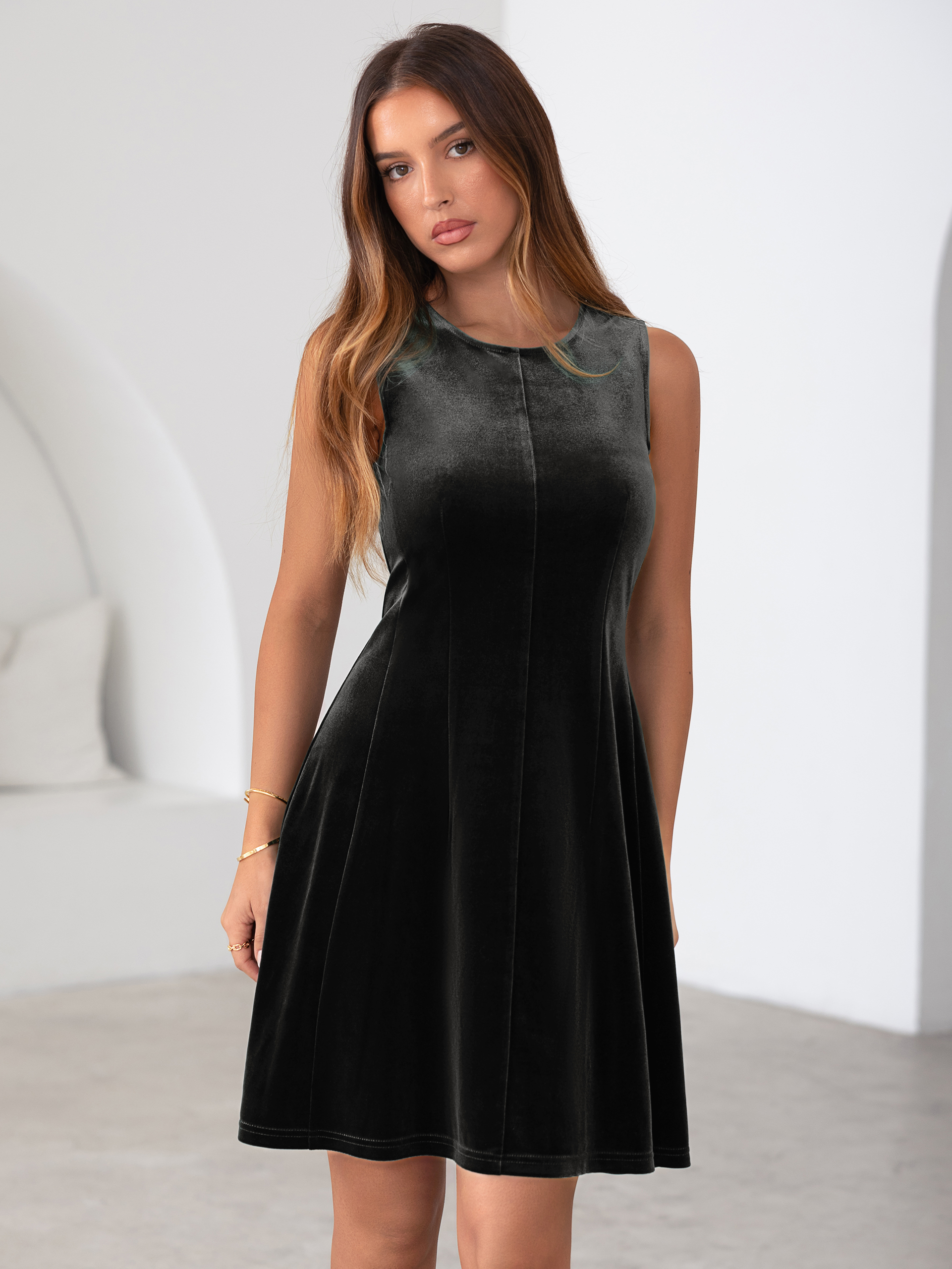 Sleeveless Velvet A Line Cocktail Mini Dress