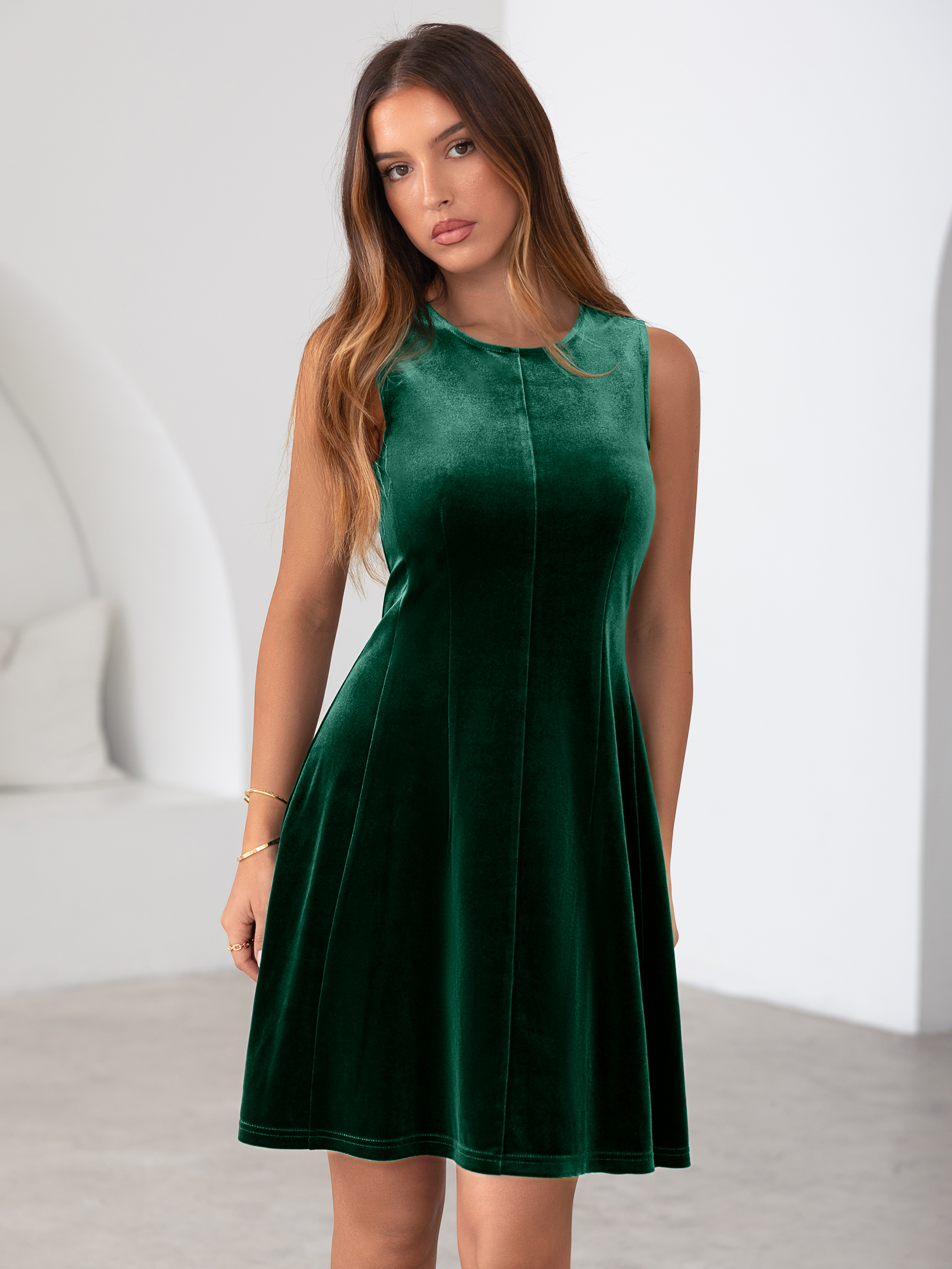 Sleeveless Velvet A Line Cocktail Mini Dress