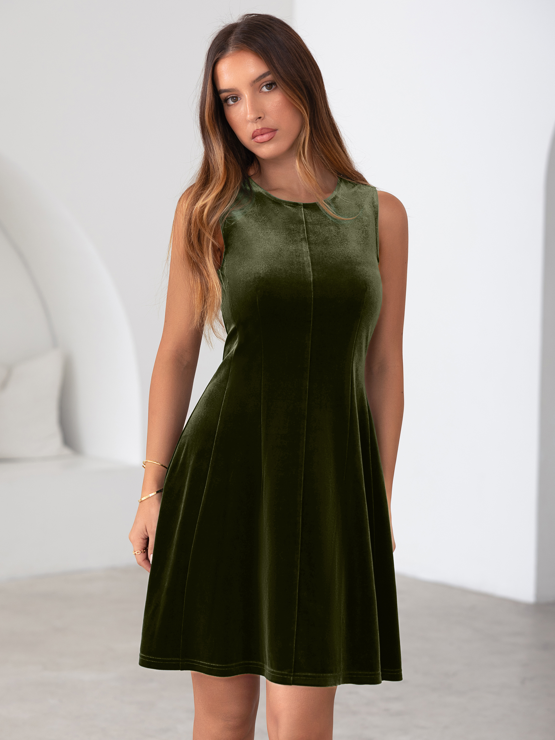 Sleeveless Velvet A Line Cocktail Mini Dress
