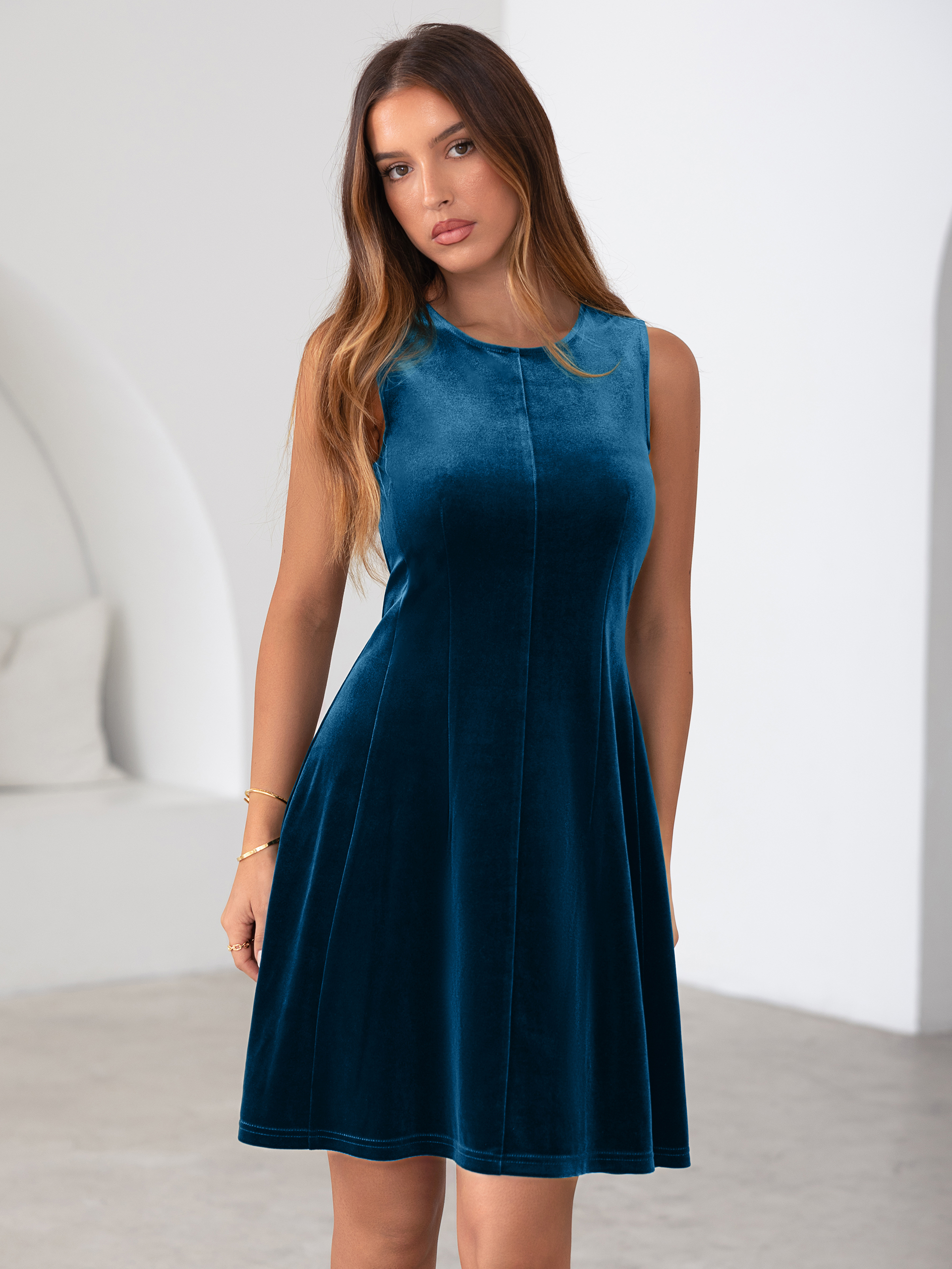 Sleeveless Velvet A Line Cocktail Mini Dress