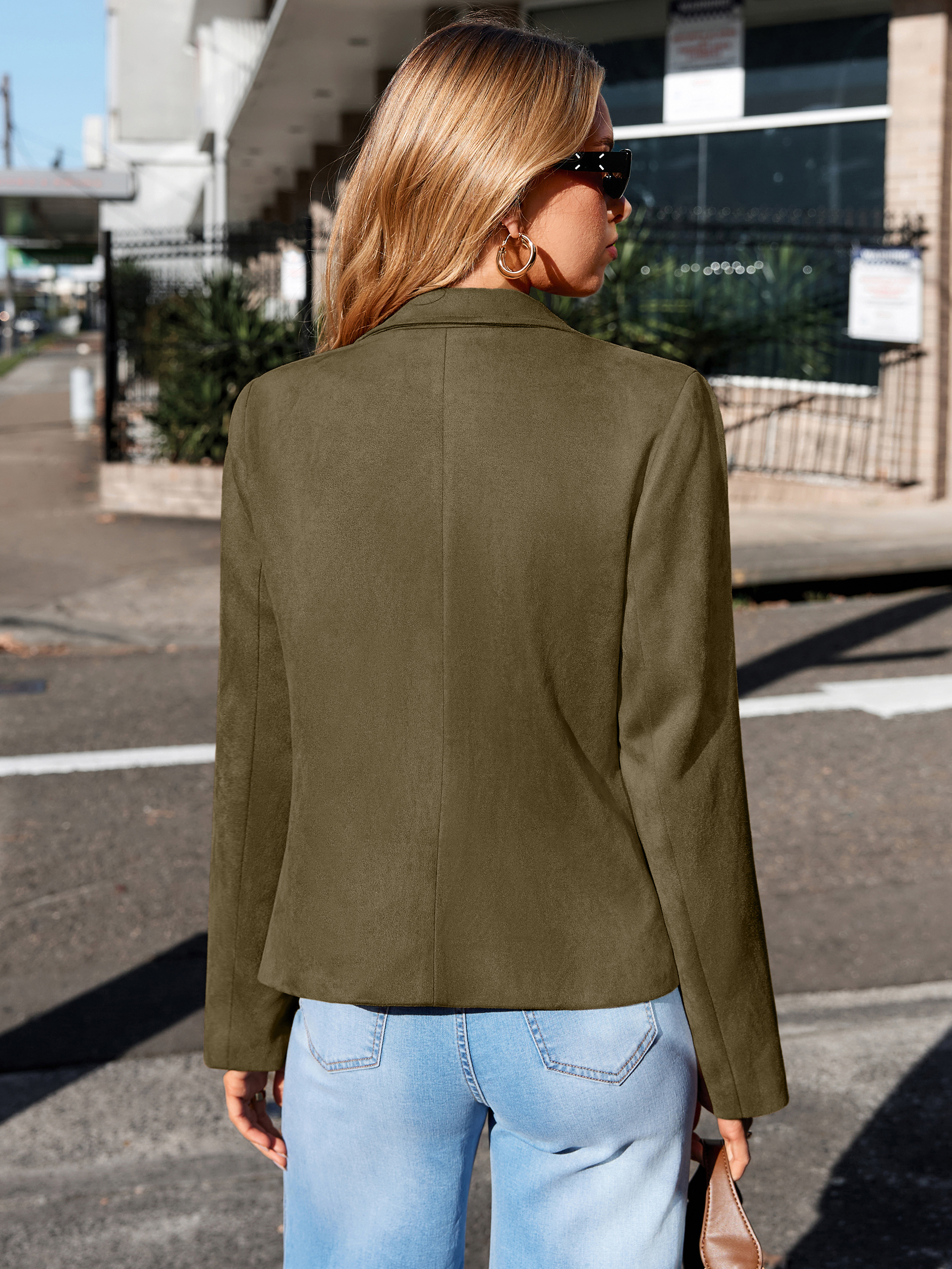 Lapel Collar Cropped Faux Suede Moto Jacket