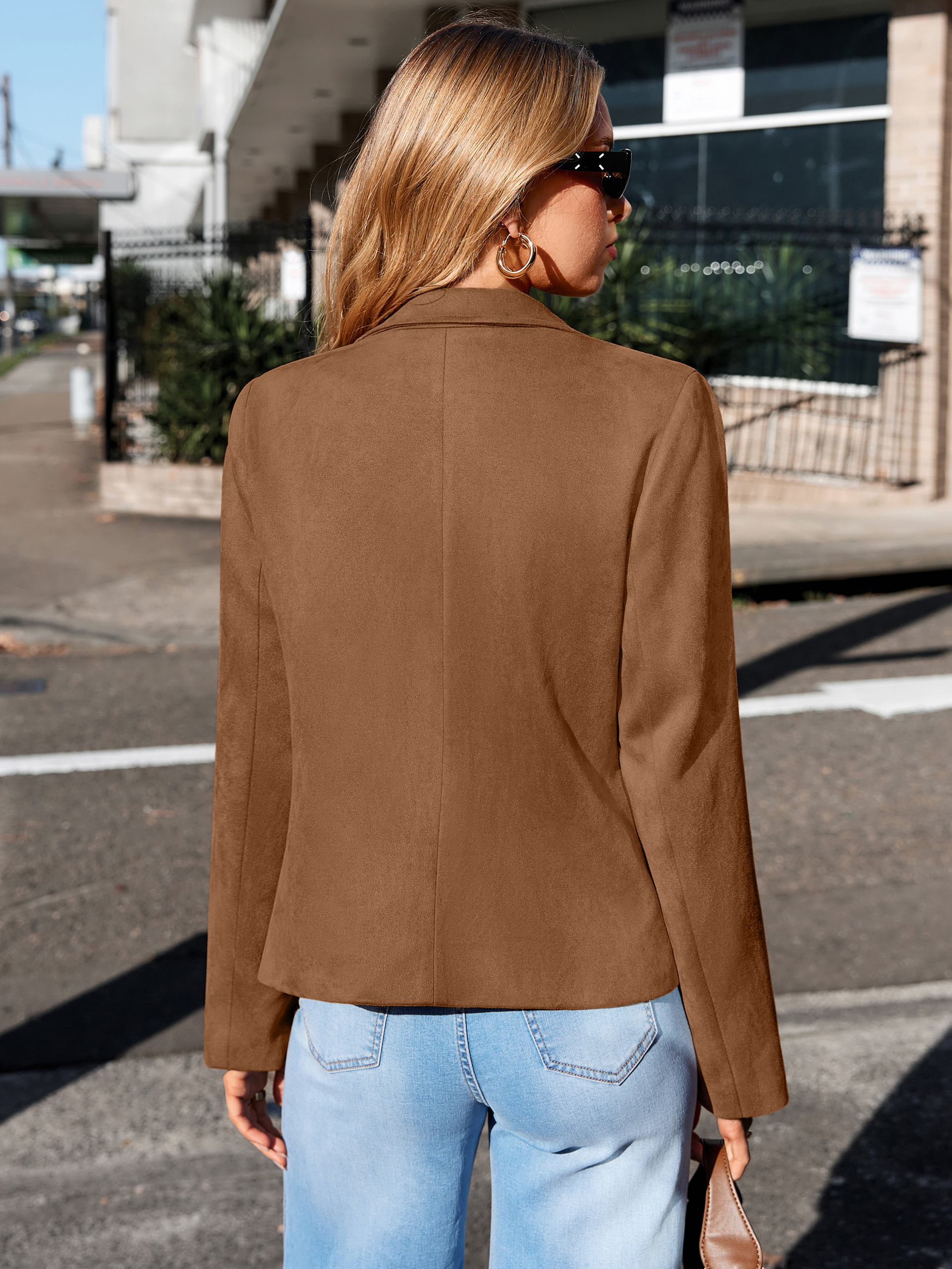 Lapel Collar Cropped Faux Suede Moto Jacket