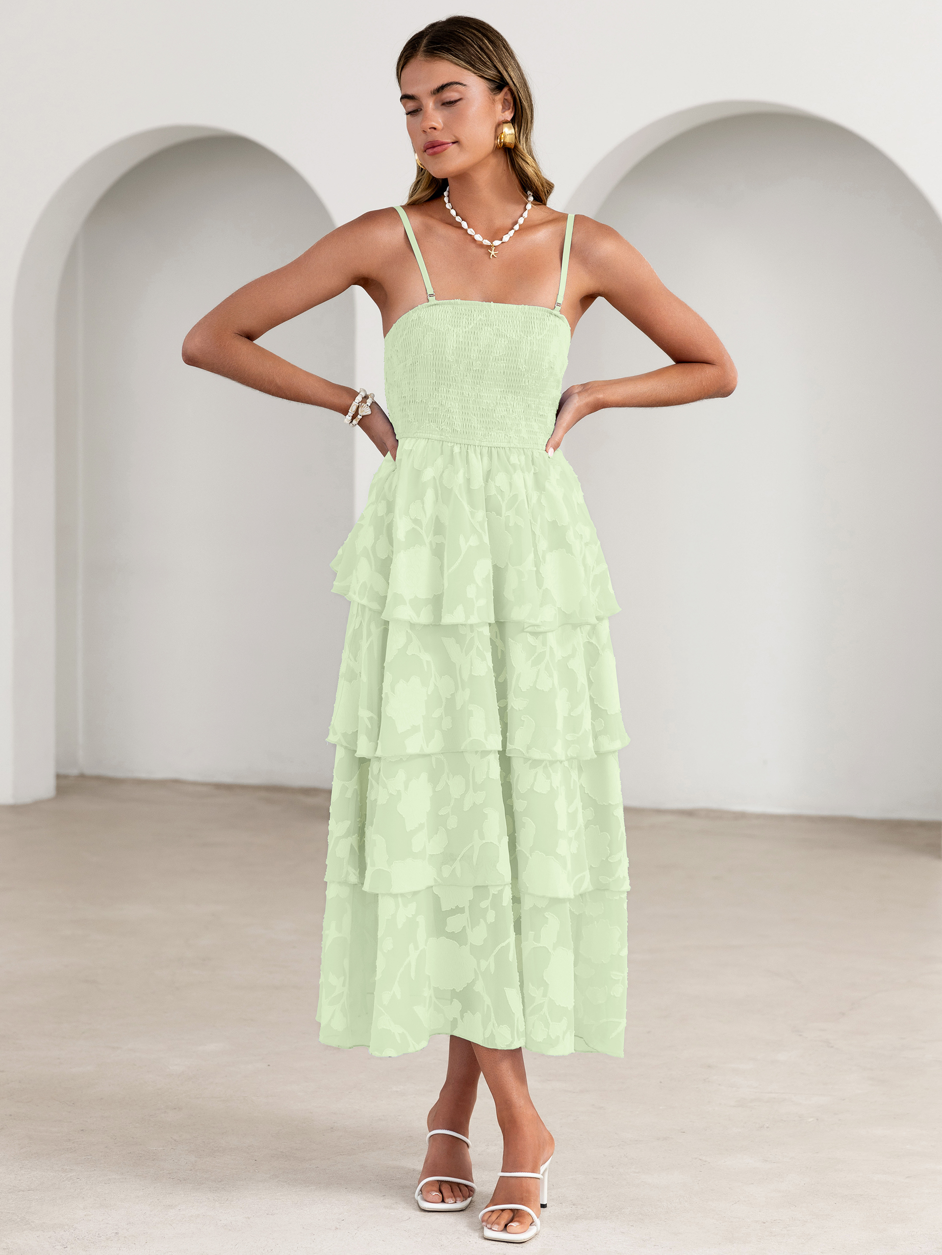 Floral Strapless Smocked Tiered Maxi Dress