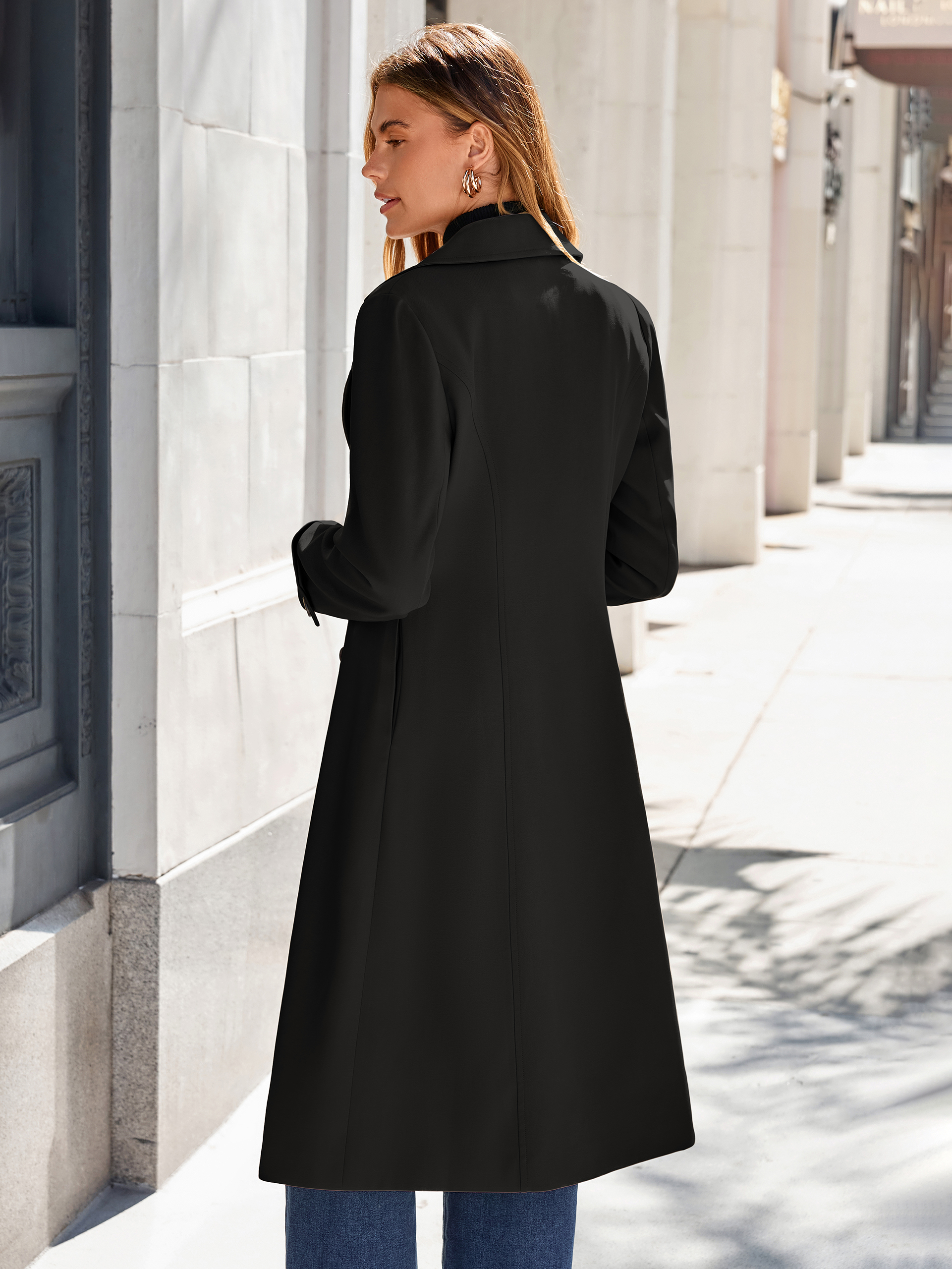Oversized Double-Breasted Long Trench Coat