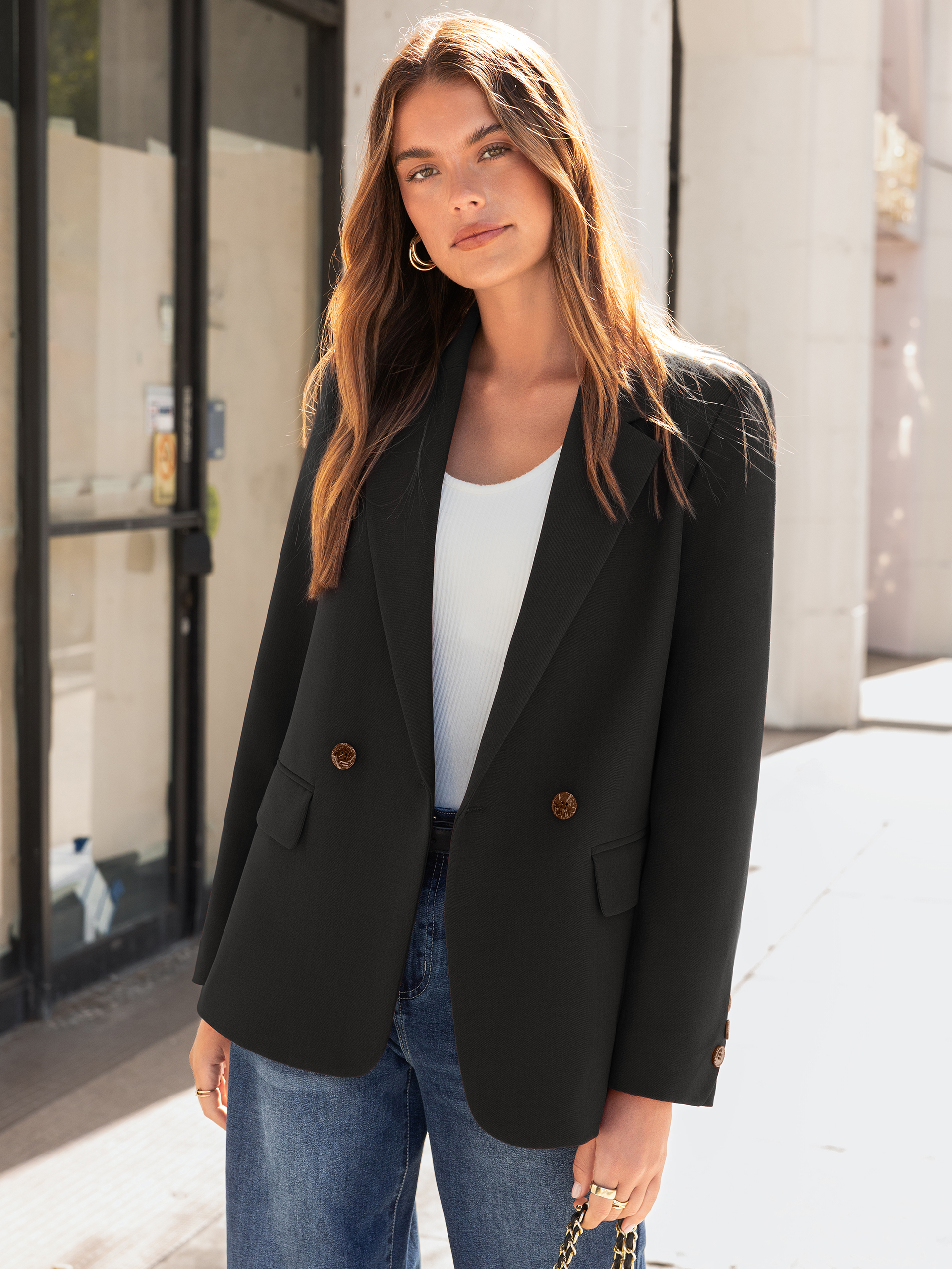 Double Breasted Loose Fit Blazer Jacket