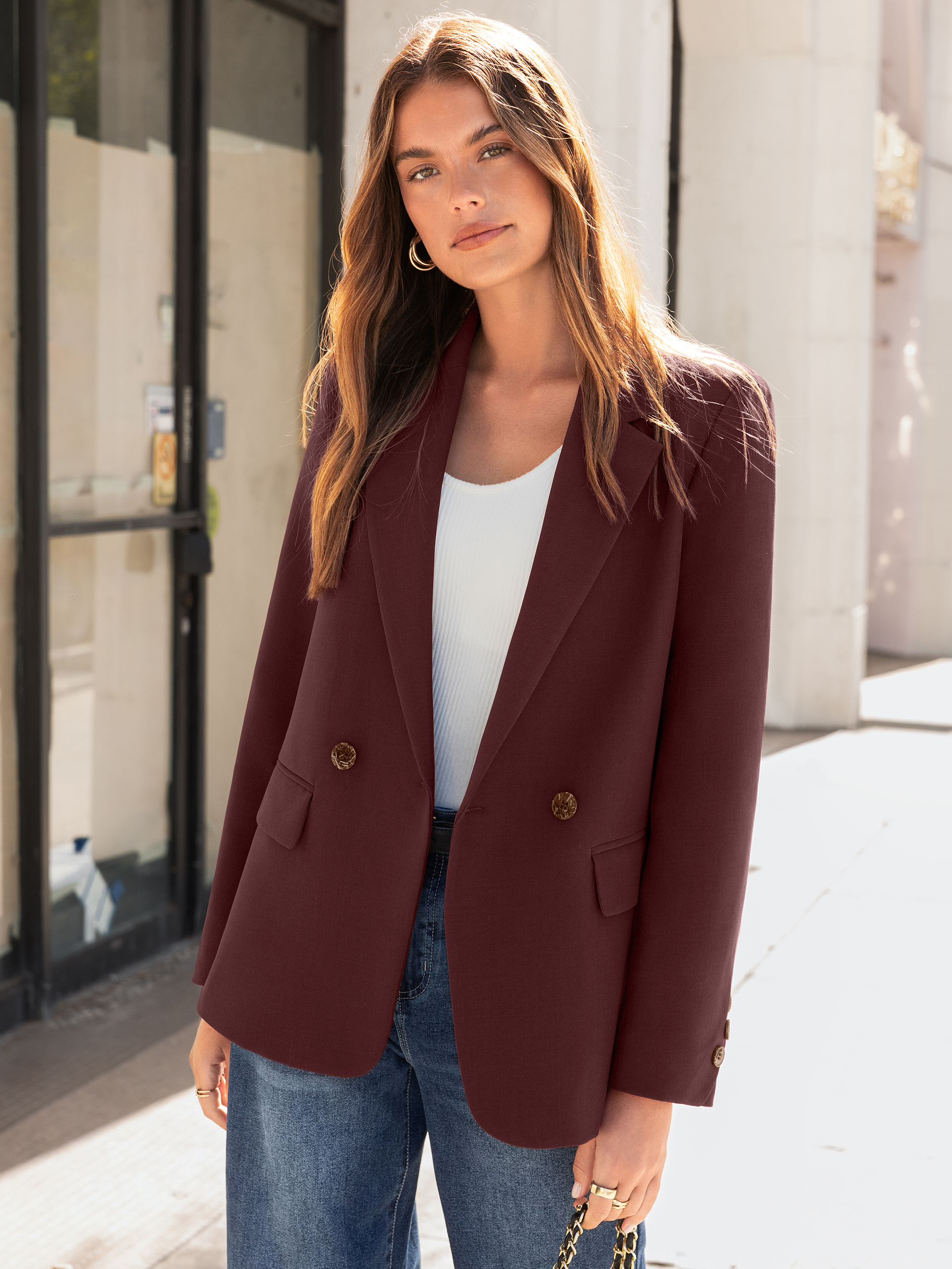 Double Breasted Loose Fit Blazer Jacket