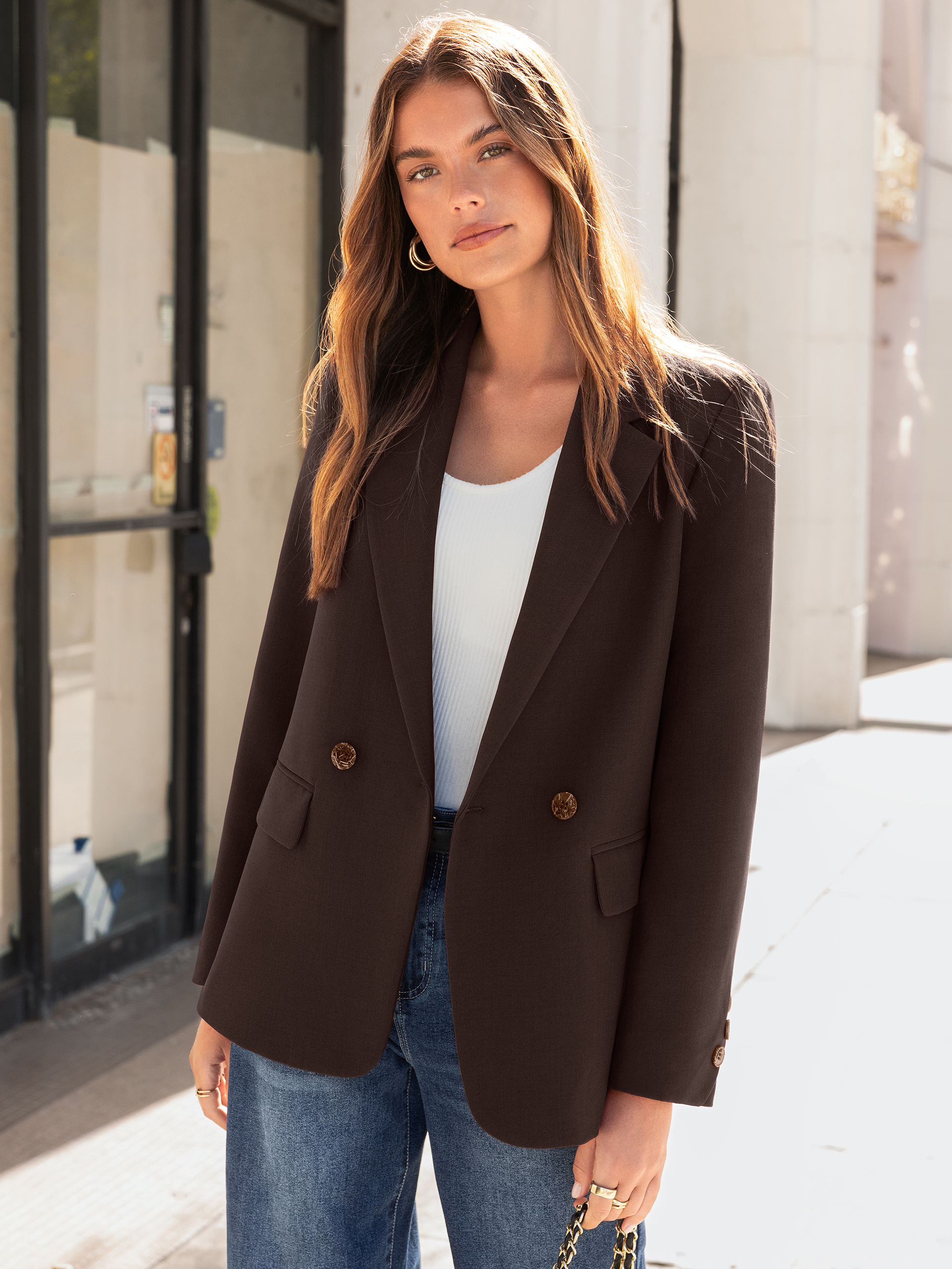 Double Breasted Loose Fit Blazer Jacket