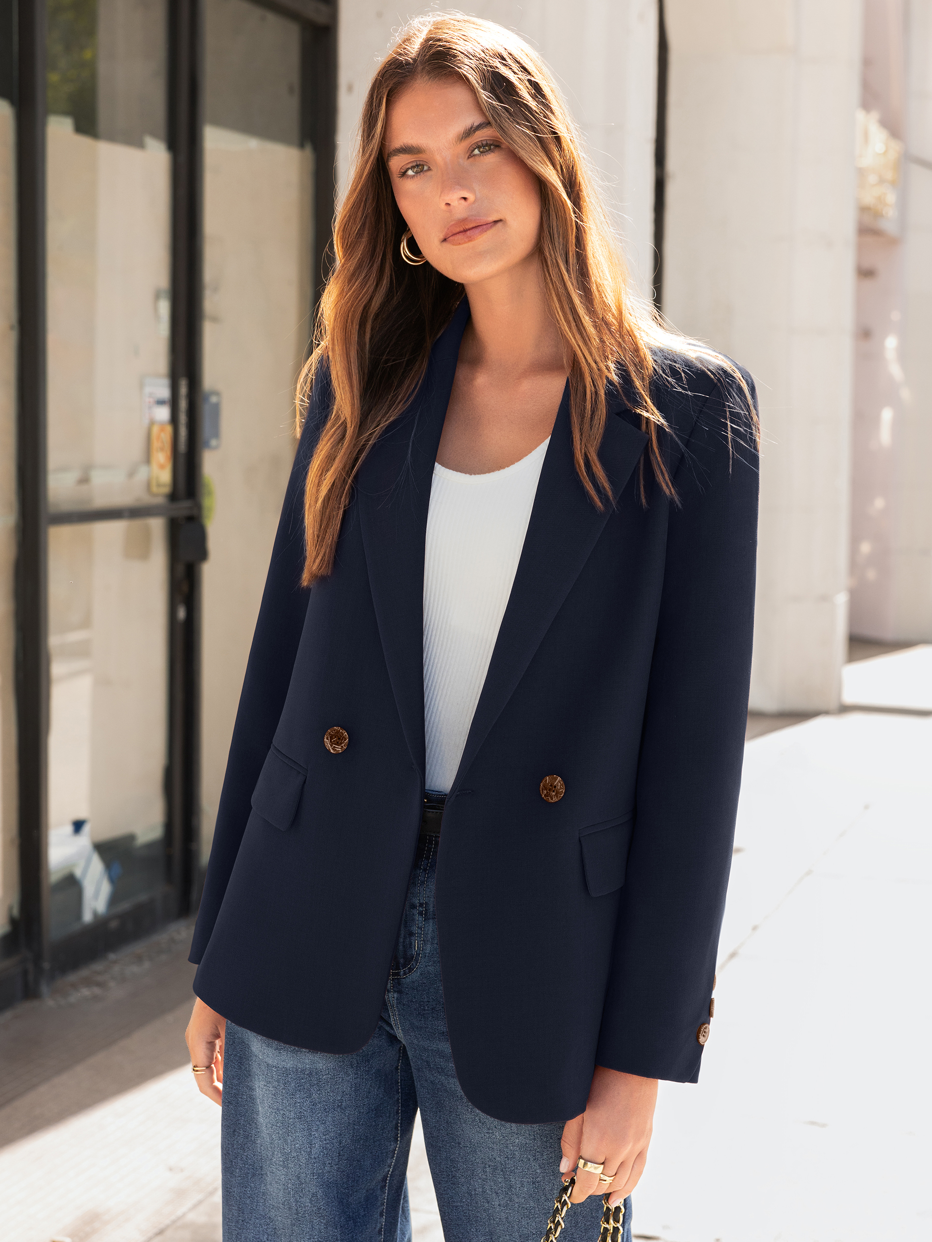 Double Breasted Loose Fit Blazer Jacket