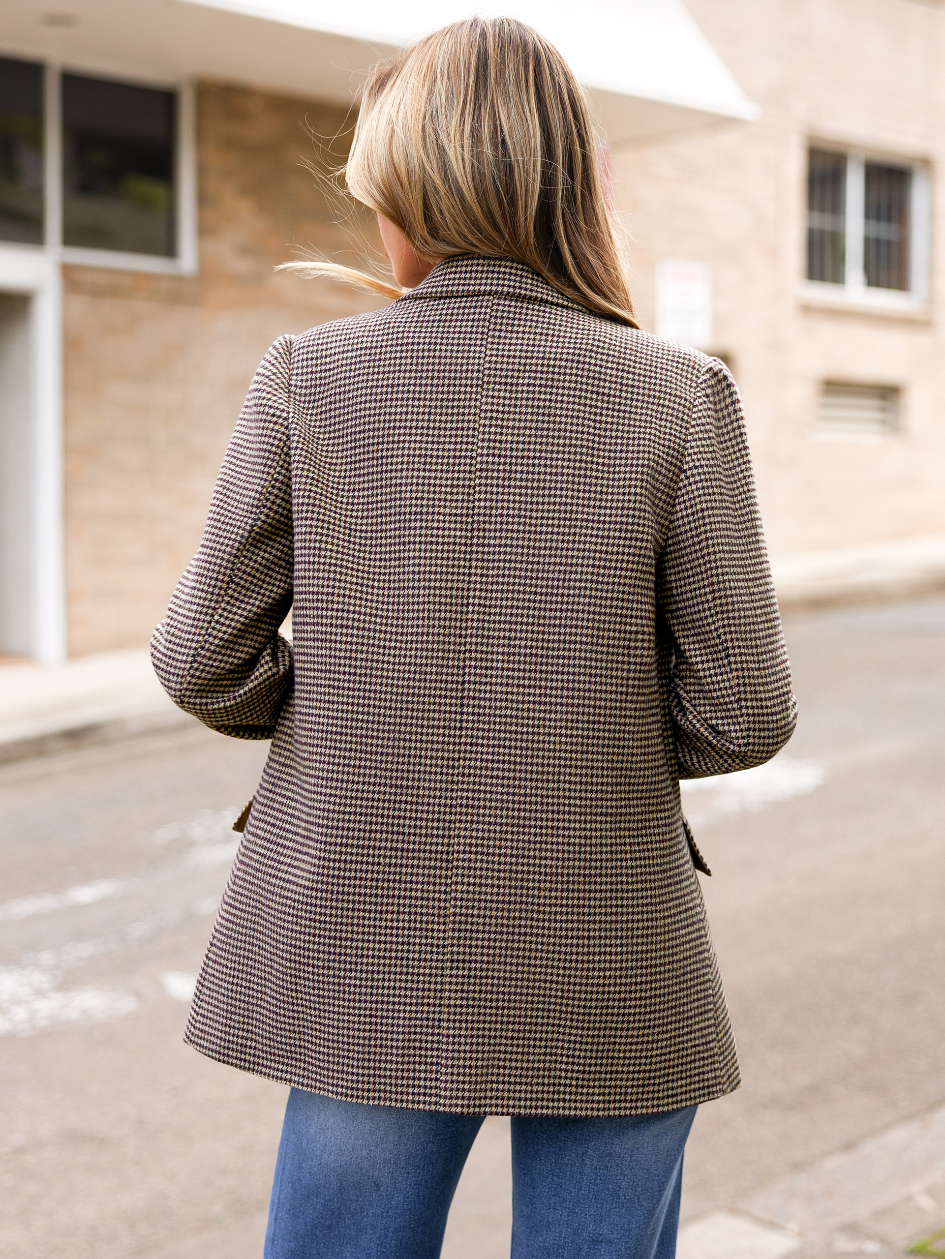 Notched Lapel Two-Button Wool-Like Blazer