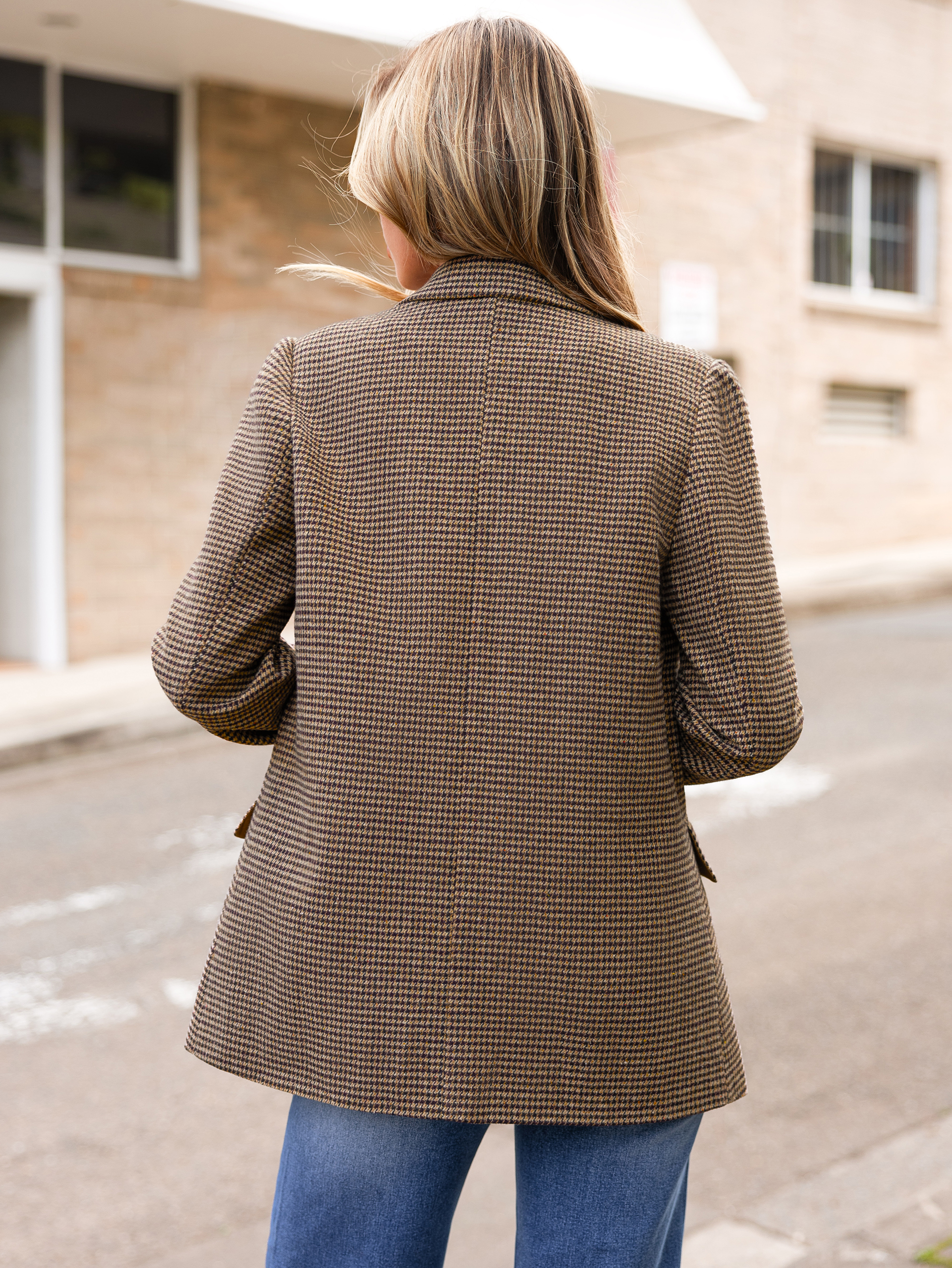 Notched Lapel Two-Button Wool-Like Blazer